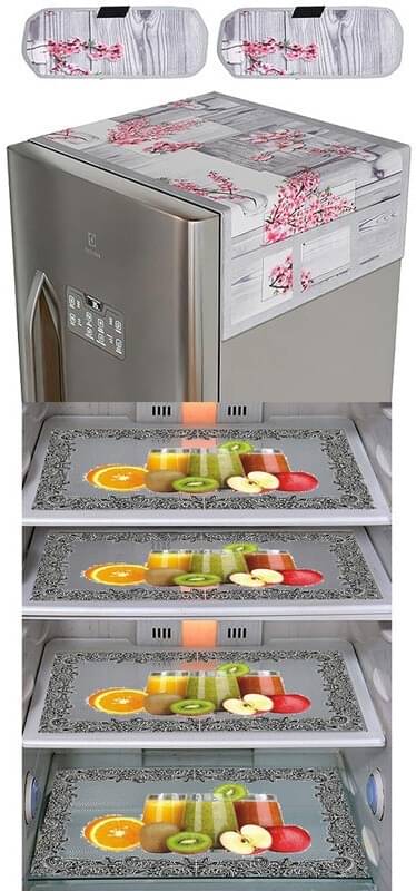     			DPA Collection PVC Abstract Printed Fridge Covers ( 44 29 ) Pack of 1 - Yellow