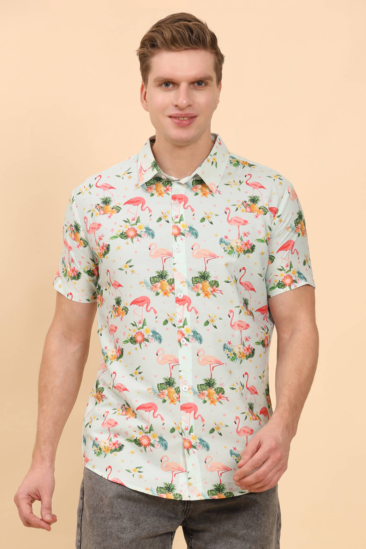 ENCIGER Polyester Regular Fit Printed Half Sleeves Men's Casual Shirt - Sea Green ( Pack of 1 )     			ENCIGER Polyester Regular Fit Printed Half Sleeves Men's Casual Shirt - Sea Green ( Pack of 1 )