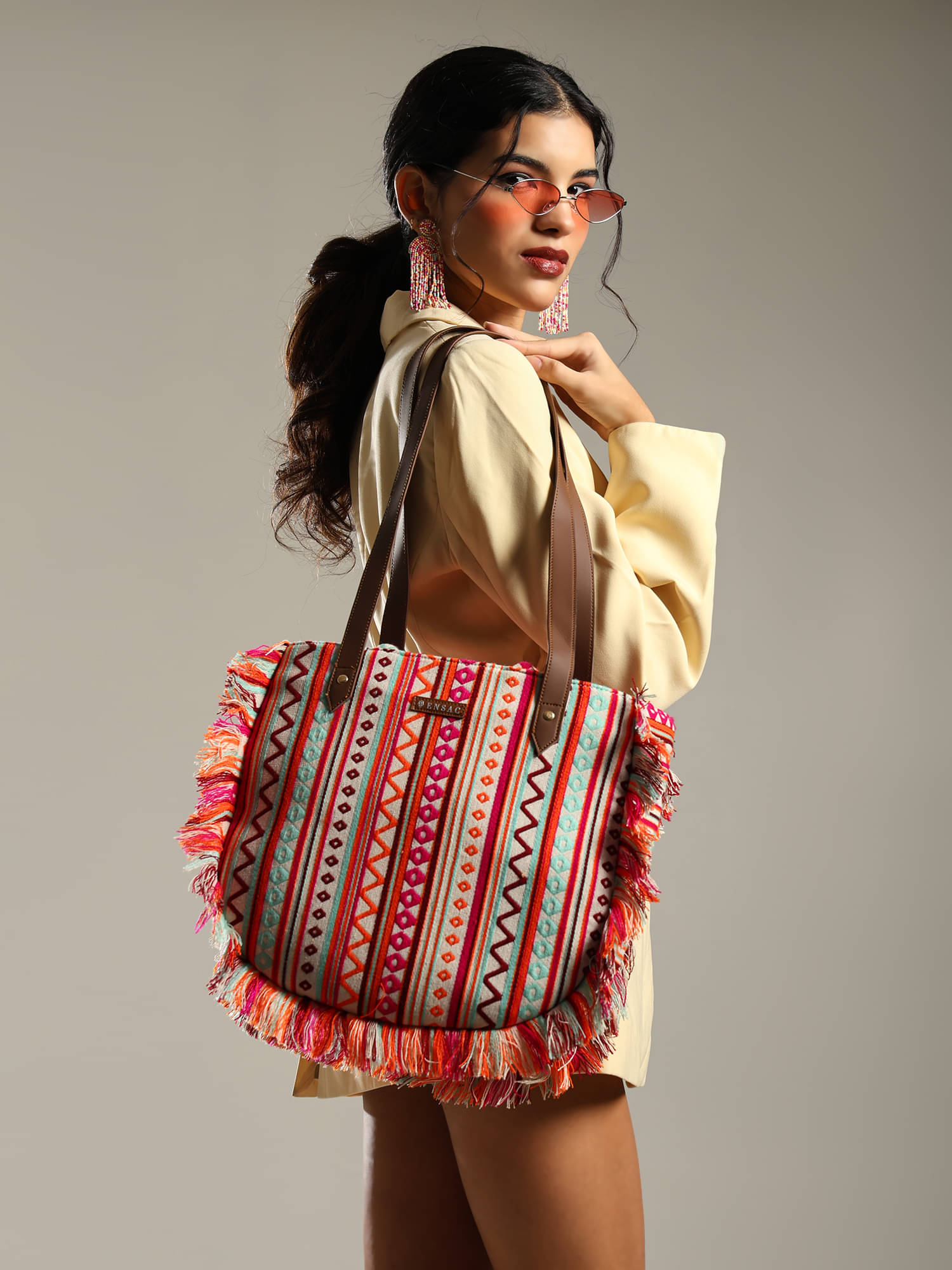     			ENSAC Sling Bag Cotton Set of 1 ( Red )
