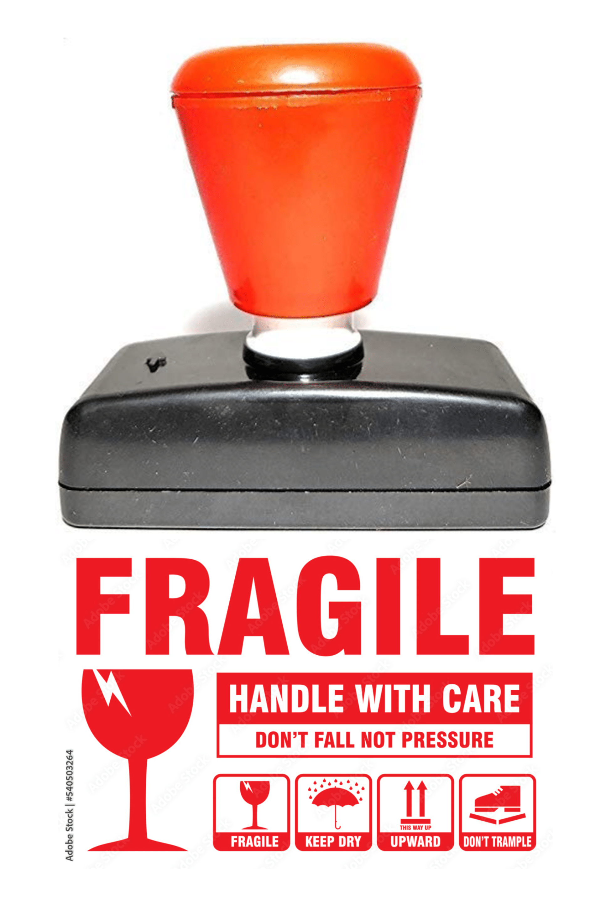 Fragile handle with care Pre Ink Stamp (Red,Pack of 1) Fragile handle with care Pre Ink Stamp (Red,Pack of 1)