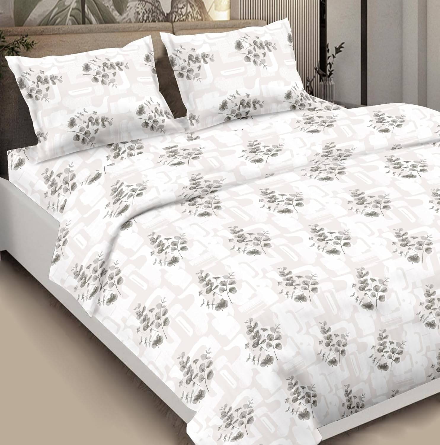     			HONOR YOUR HOME Poly Cotton 1 Double Queen Bedsheet with 2 Pillow Covers ( Brown )