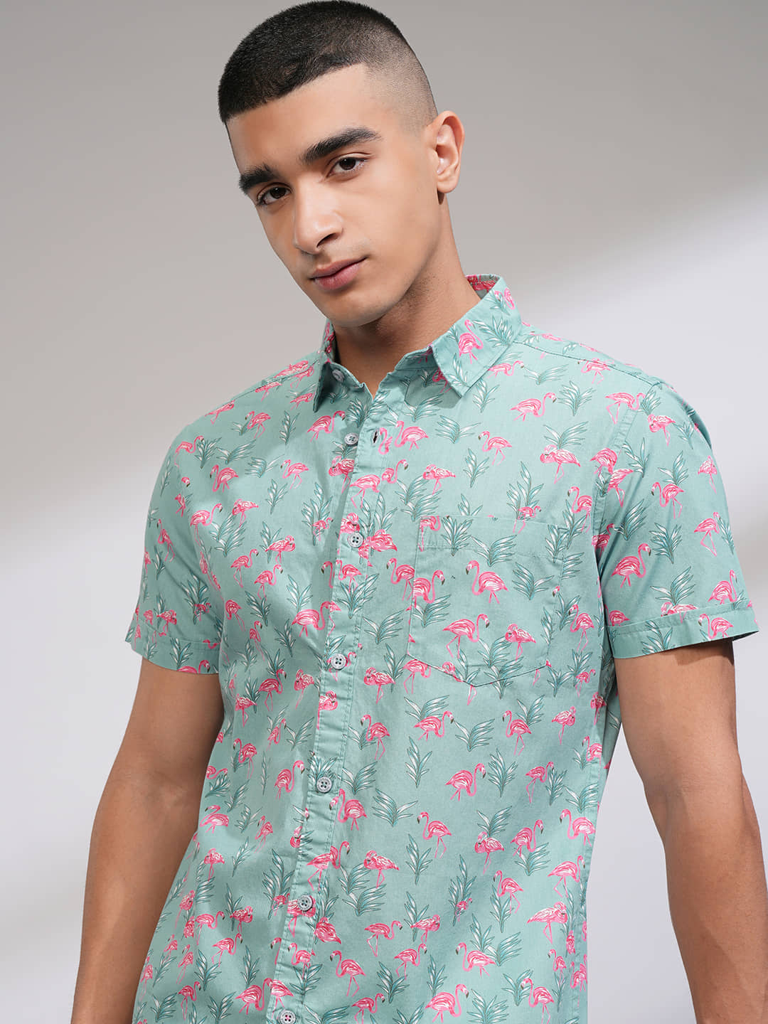 Highlander 100% Cotton Slim Fit Printed Half Sleeves Men's Casual Shirt - Multicolor ( Pack of 1 )
