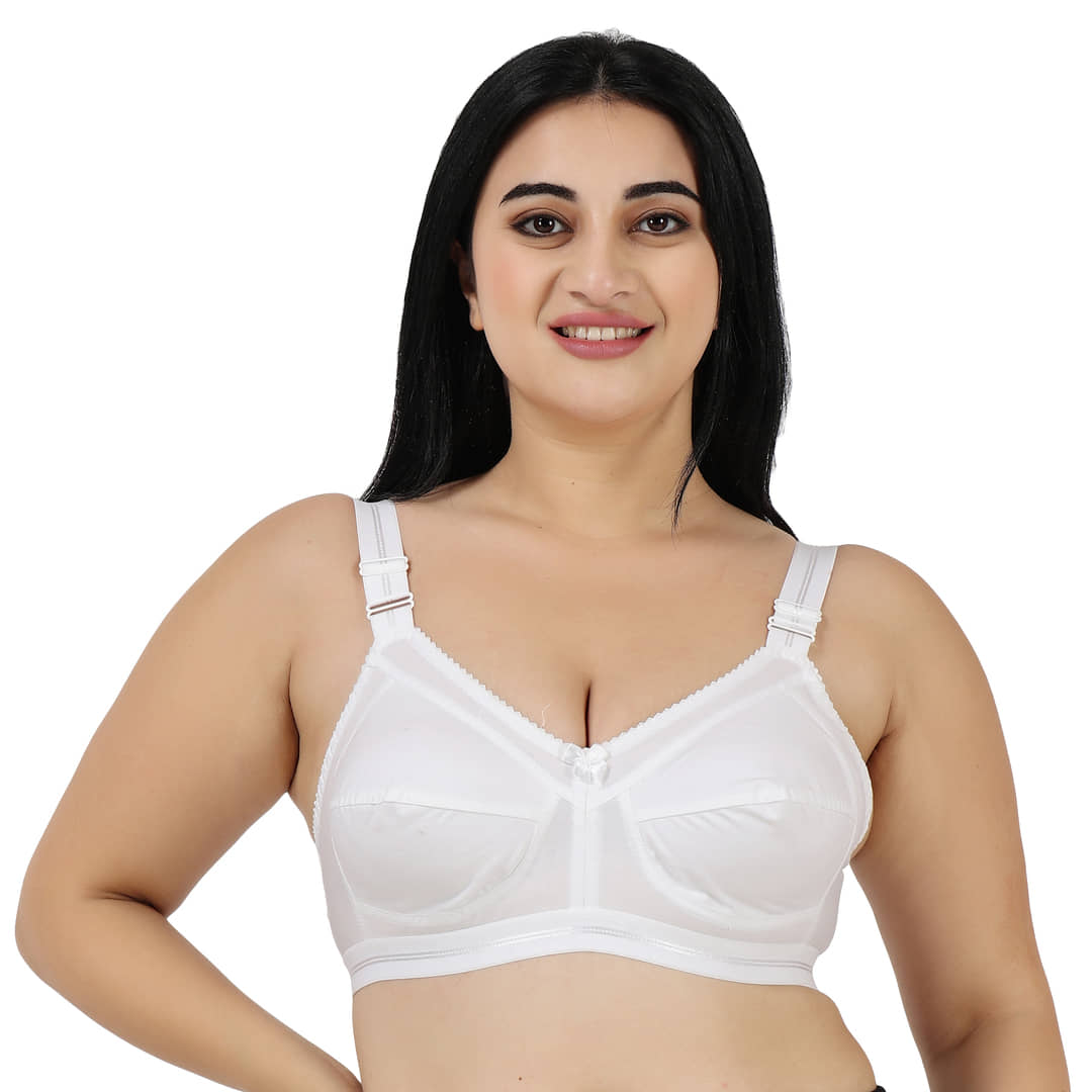 Ladyland Pack of 1 Cotton Non Padded Everyday Bra For Women ( White )