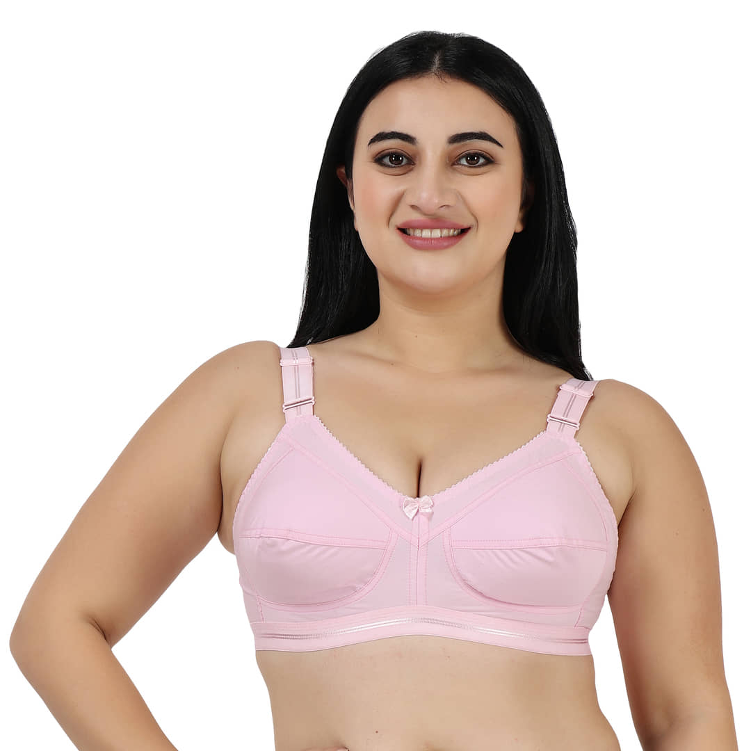 Ladyland Pack of 1 Cotton Non Padded Everyday Bra For Women ( Pink )