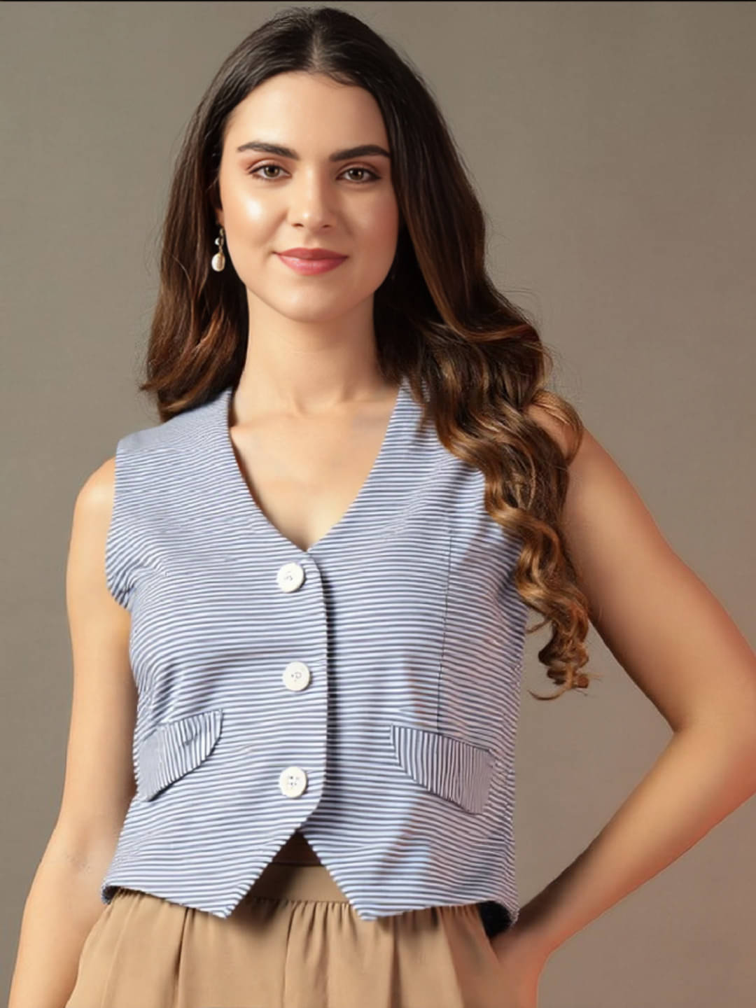 MAYKR Cotton Women's Waistcoats - Grey ( Single )     			MAYKR Cotton Women's Waistcoats - Grey ( Single )