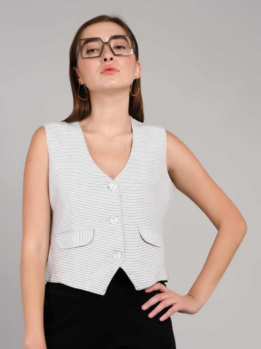MAYKR Cotton Women's Waistcoats - White ( Single )     			MAYKR Cotton Women's Waistcoats - White ( Single )