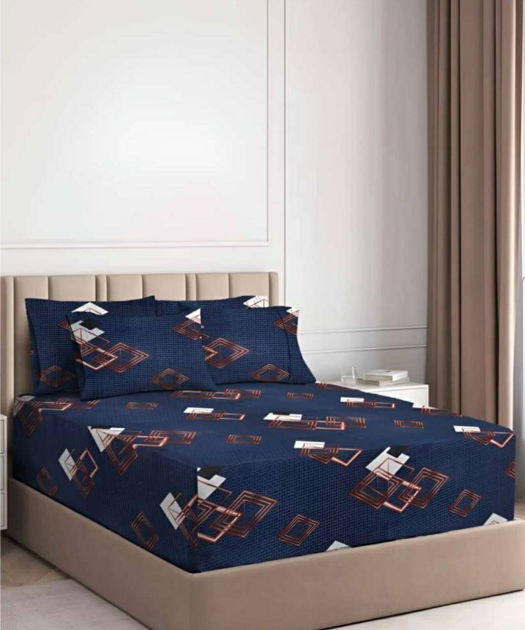 Quirky Home Poly Cotton 1 Double Bedsheet with 2 Pillow Covers ( Dark Blue ) Quirky Home Poly Cotton 1 Double Bedsheet with 2 Pillow Covers ( Dark Blue )