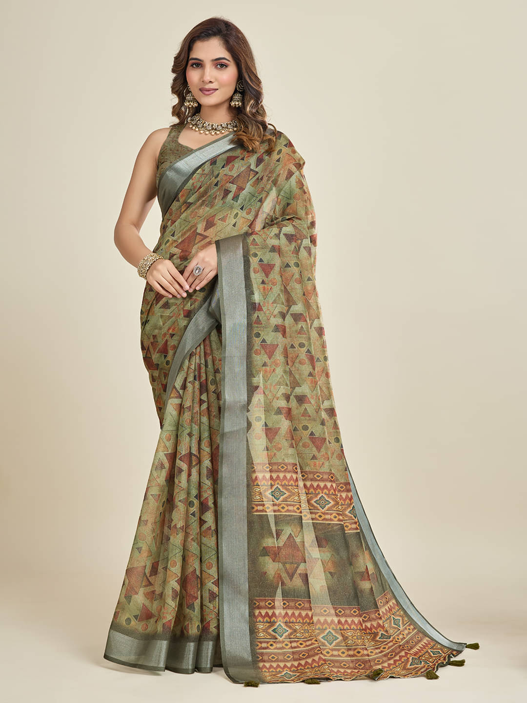 SHANVIKA Cotton Blend Printed Saree With Unstitched Blouse Piece ( Multicolor ) SHANVIKA Cotton Blend Printed Saree With Unstitched Blouse Piece ( Multicolor )