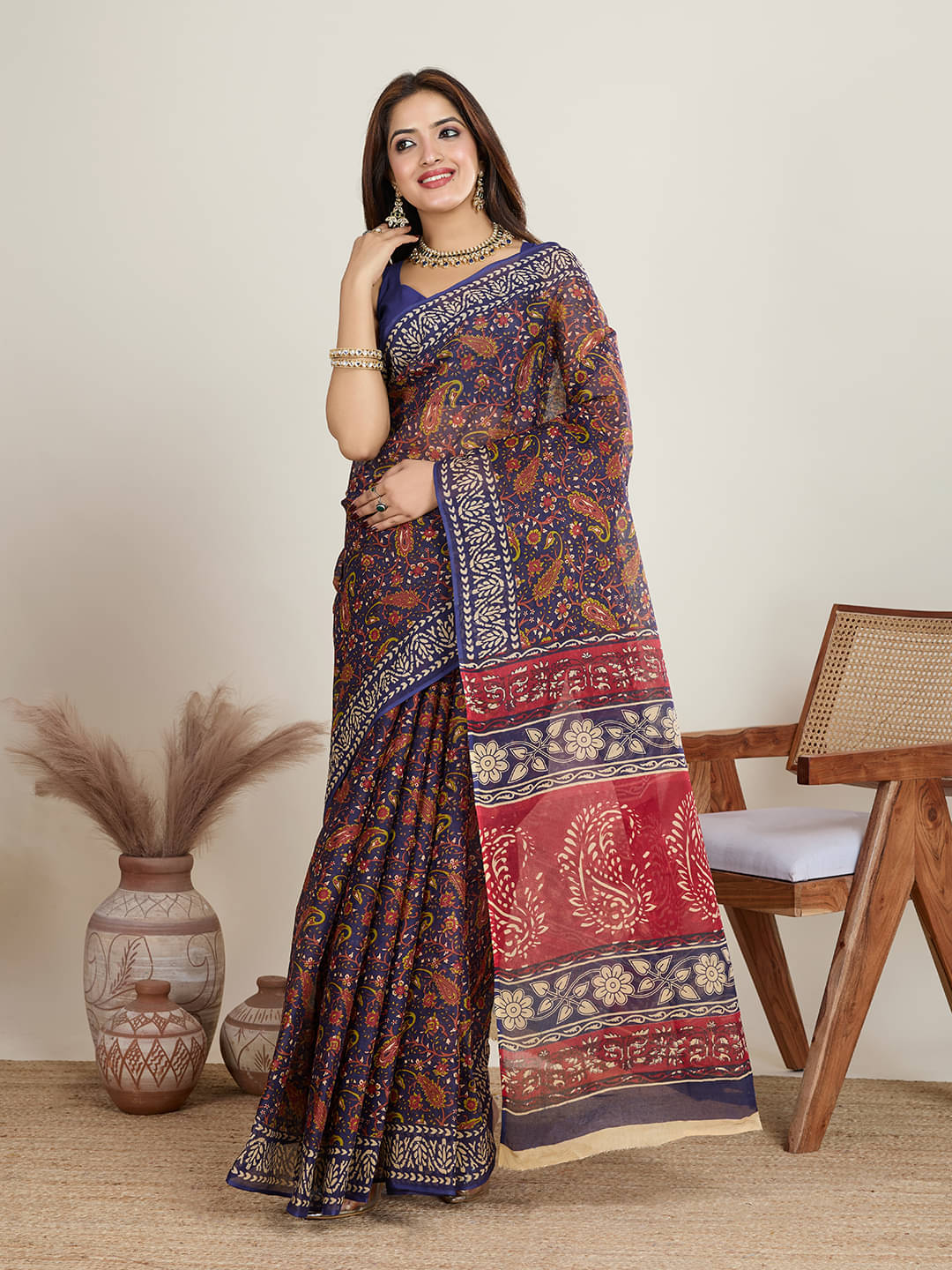 SHANVIKA Cotton Printed Saree Without Blouse Piece ( Purple ) SHANVIKA Cotton Printed Saree Without Blouse Piece ( Purple )