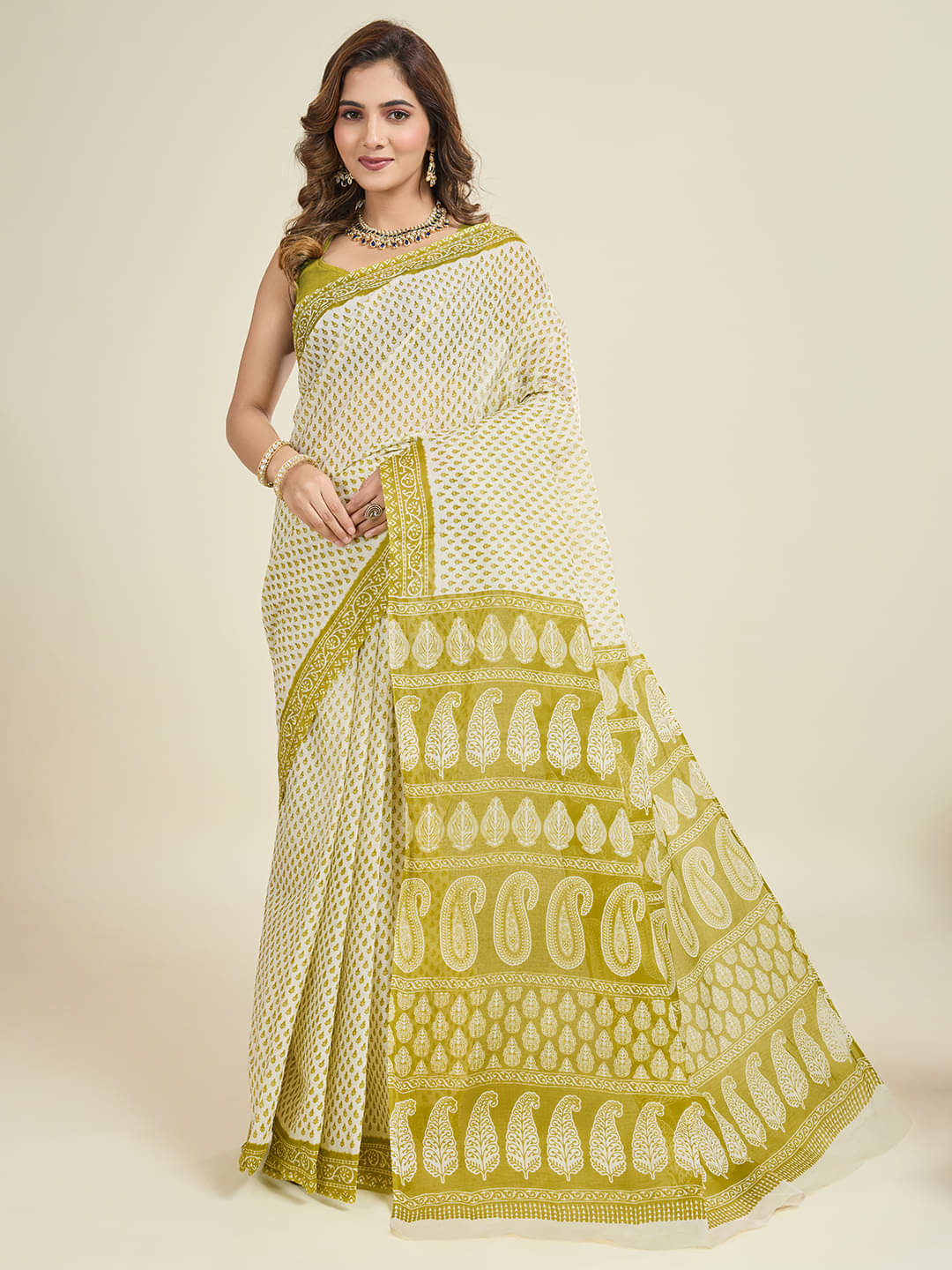 SHANVIKA Cotton Printed Saree Without Blouse Piece ( Beige ) SHANVIKA Cotton Printed Saree Without Blouse Piece ( Beige )