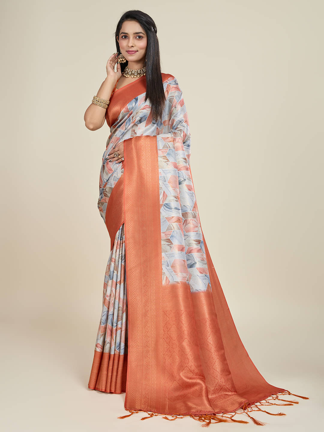 SHANVIKA Polyester Printed Saree With Unstitched Blouse Piece ( Multicolor ) SHANVIKA Polyester Printed Saree With Unstitched Blouse Piece ( Multicolor )