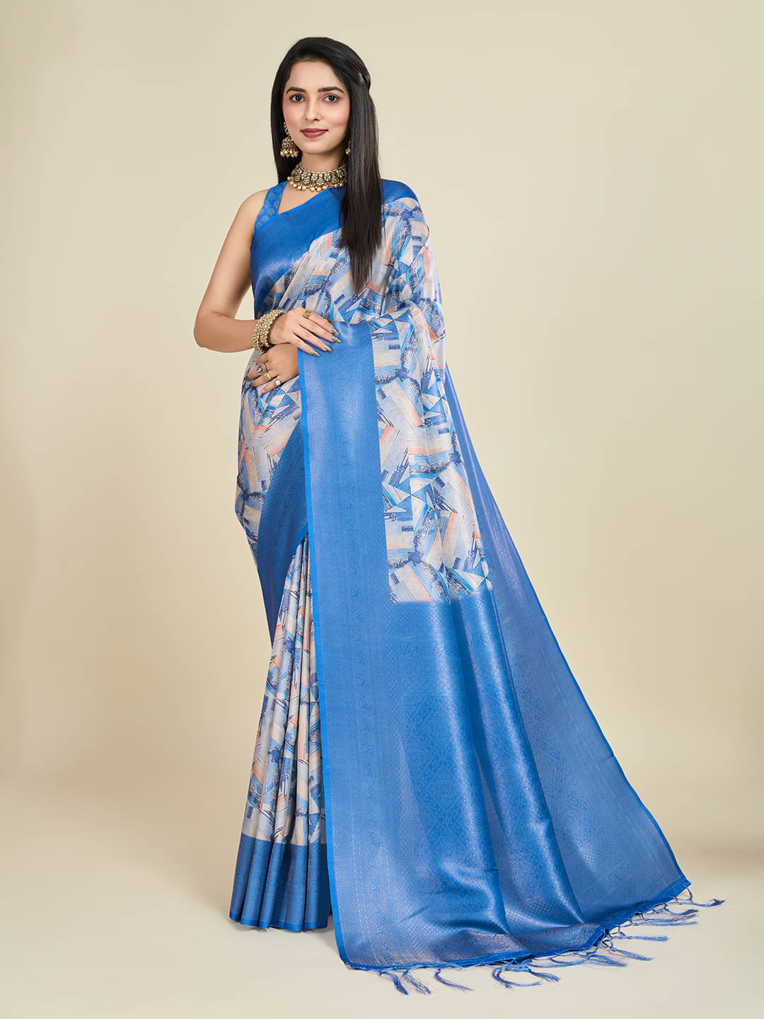 SHANVIKA Polyester Printed Saree With Unstitched Blouse Piece ( Multicolor ) SHANVIKA Polyester Printed Saree With Unstitched Blouse Piece ( Multicolor )