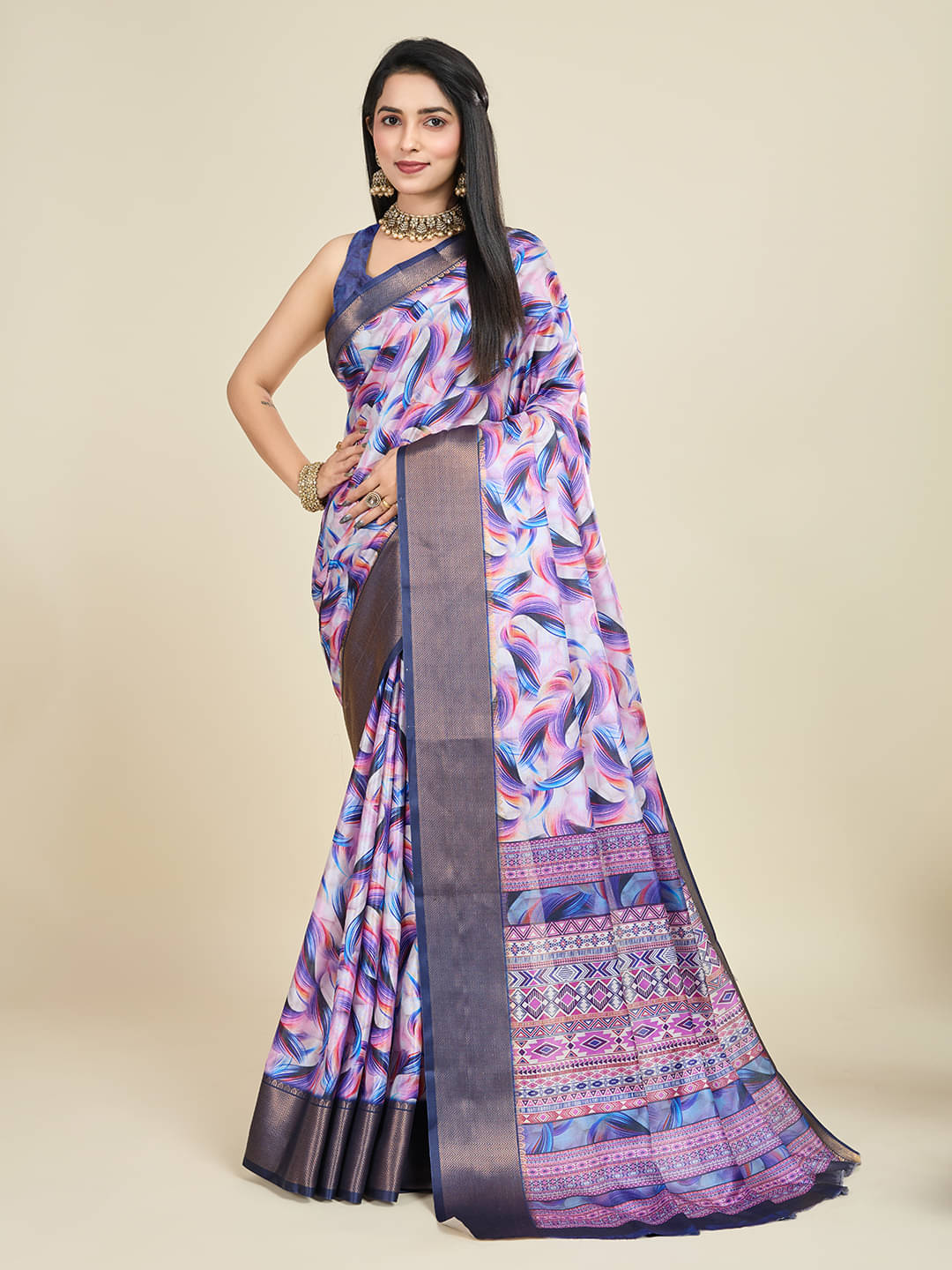 SHANVIKA Polyester Printed Saree With Unstitched Blouse Piece ( Multicolor ) SHANVIKA Polyester Printed Saree With Unstitched Blouse Piece ( Multicolor )