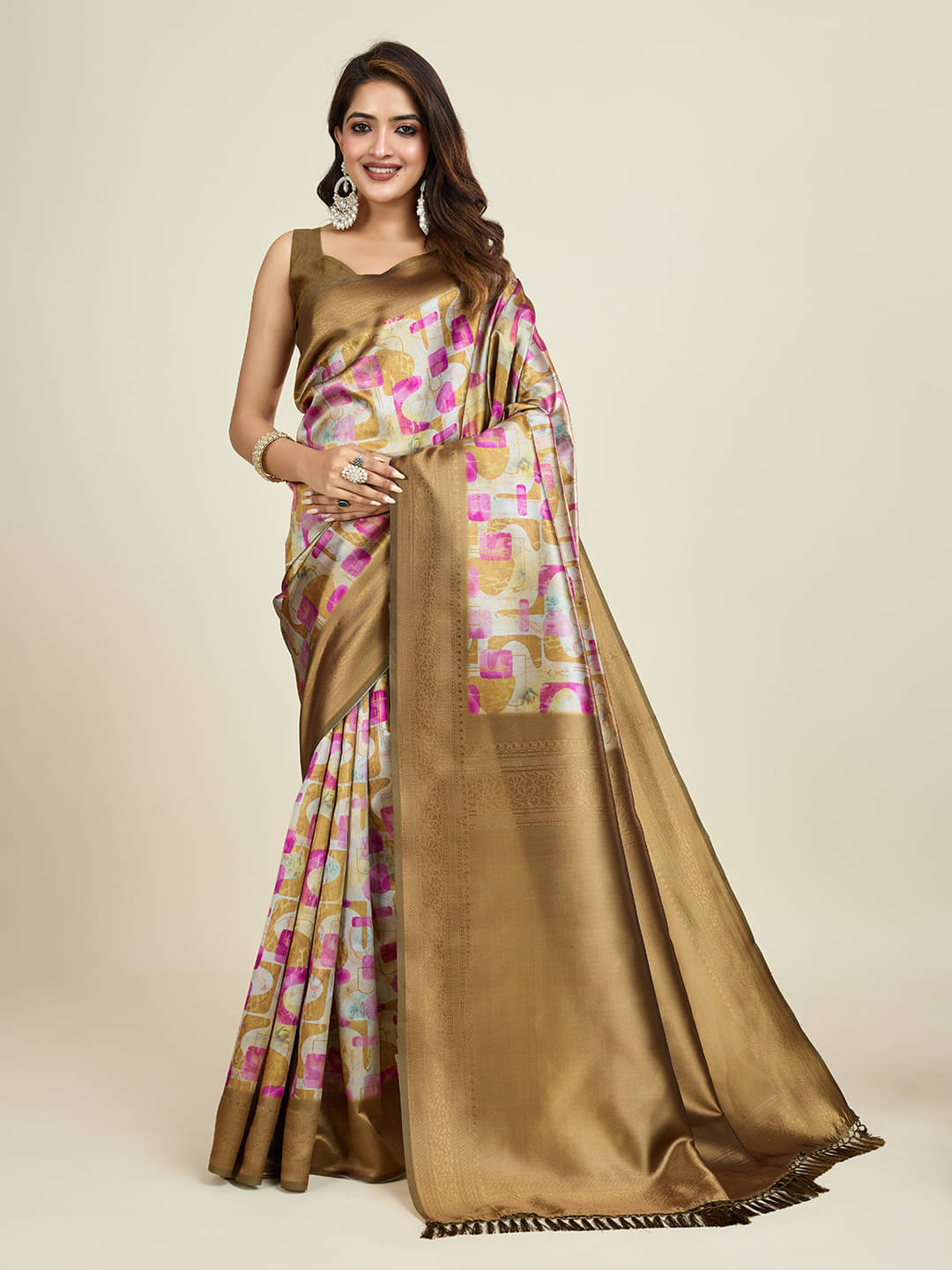 SHANVIKA Polyester Printed Saree With Unstitched Blouse Piece ( Multicolor ) SHANVIKA Polyester Printed Saree With Unstitched Blouse Piece ( Multicolor )