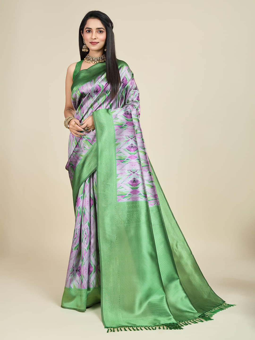 SHANVIKA Polyester Printed Saree With Unstitched Blouse Piece ( Multicolor ) SHANVIKA Polyester Printed Saree With Unstitched Blouse Piece ( Multicolor )