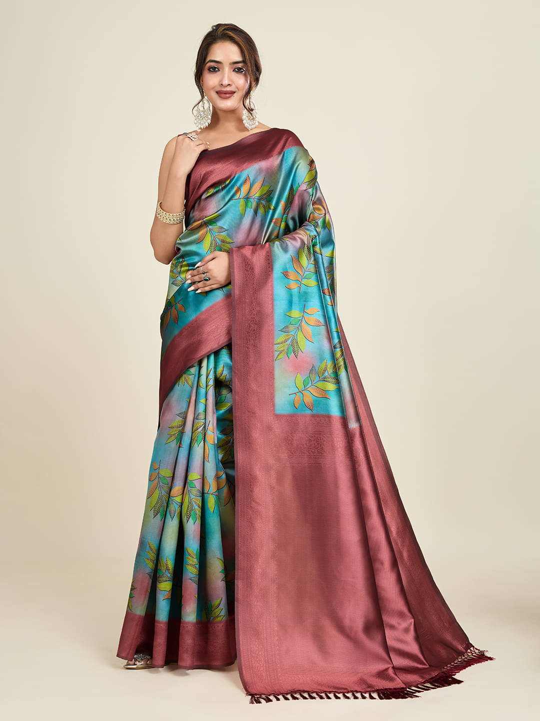 SHANVIKA Polyester Printed Saree With Unstitched Blouse Piece ( Multicolor ) SHANVIKA Polyester Printed Saree With Unstitched Blouse Piece ( Multicolor )