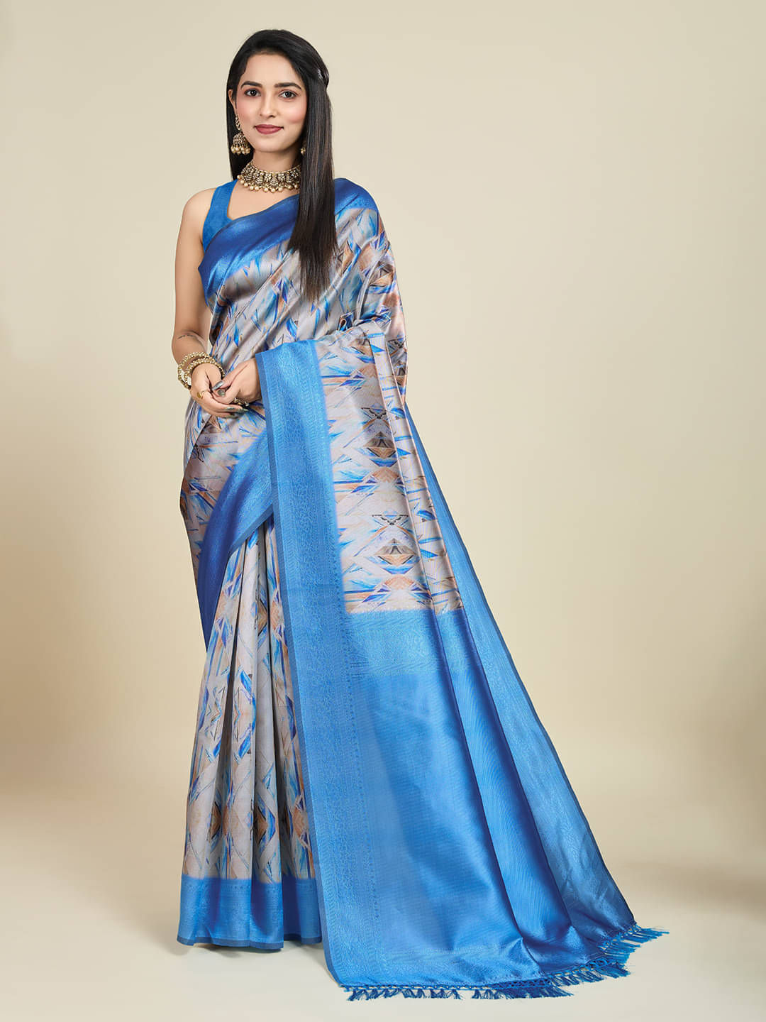 SHANVIKA Polyester Printed Saree With Unstitched Blouse Piece ( Multicolor ) SHANVIKA Polyester Printed Saree With Unstitched Blouse Piece ( Multicolor )