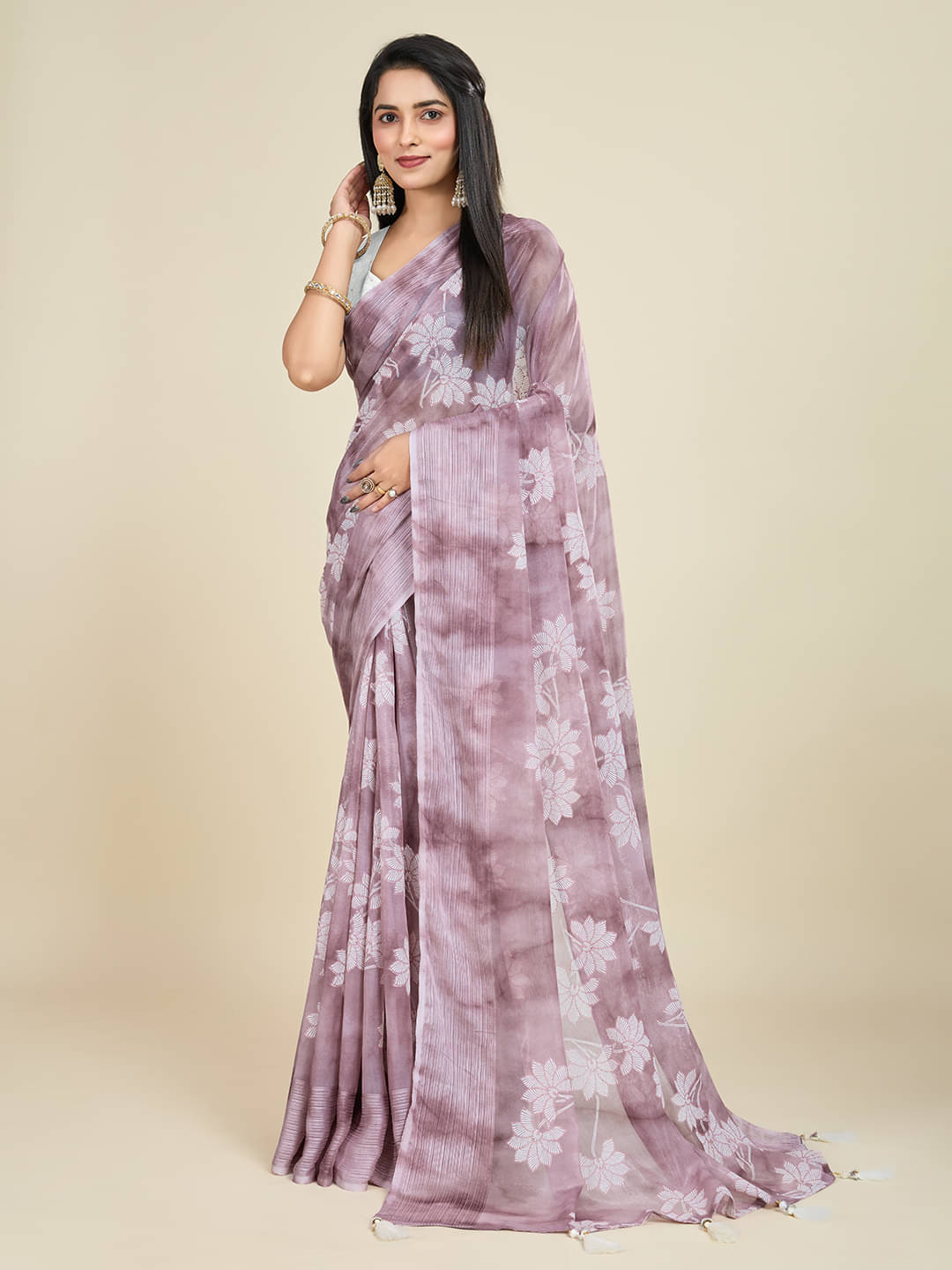 SHANVIKA Polyester Printed Saree With Unstitched Blouse Piece ( Pink ) SHANVIKA Polyester Printed Saree With Unstitched Blouse Piece ( Pink )