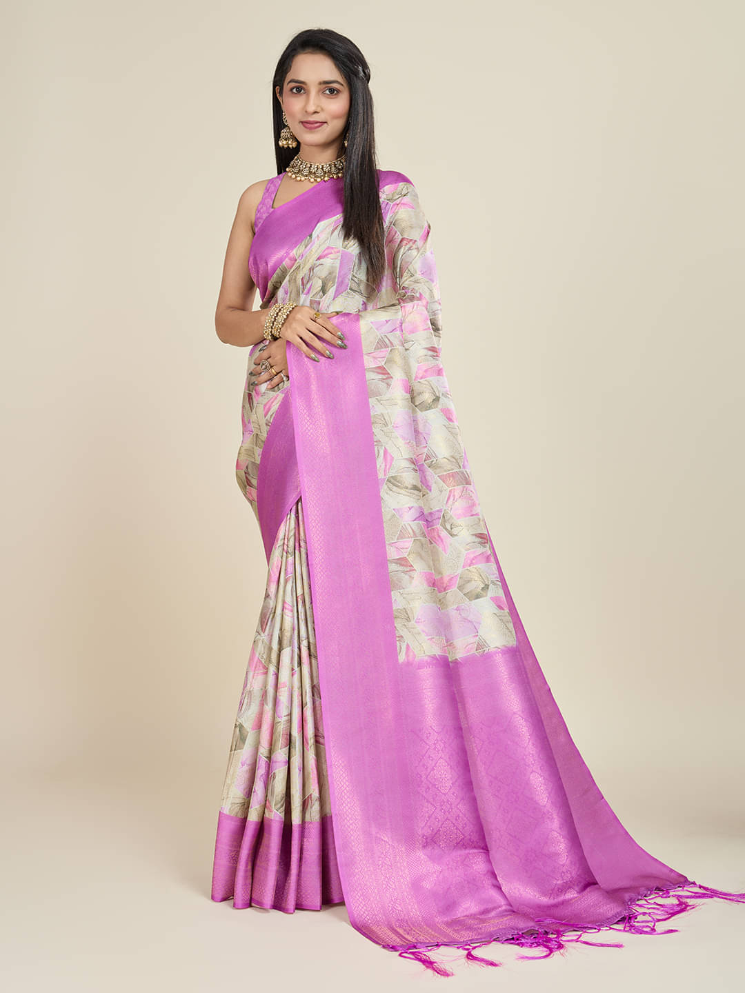 SHANVIKA Polyester Printed Saree With Unstitched Blouse Piece ( Multicolor ) SHANVIKA Polyester Printed Saree With Unstitched Blouse Piece ( Multicolor )