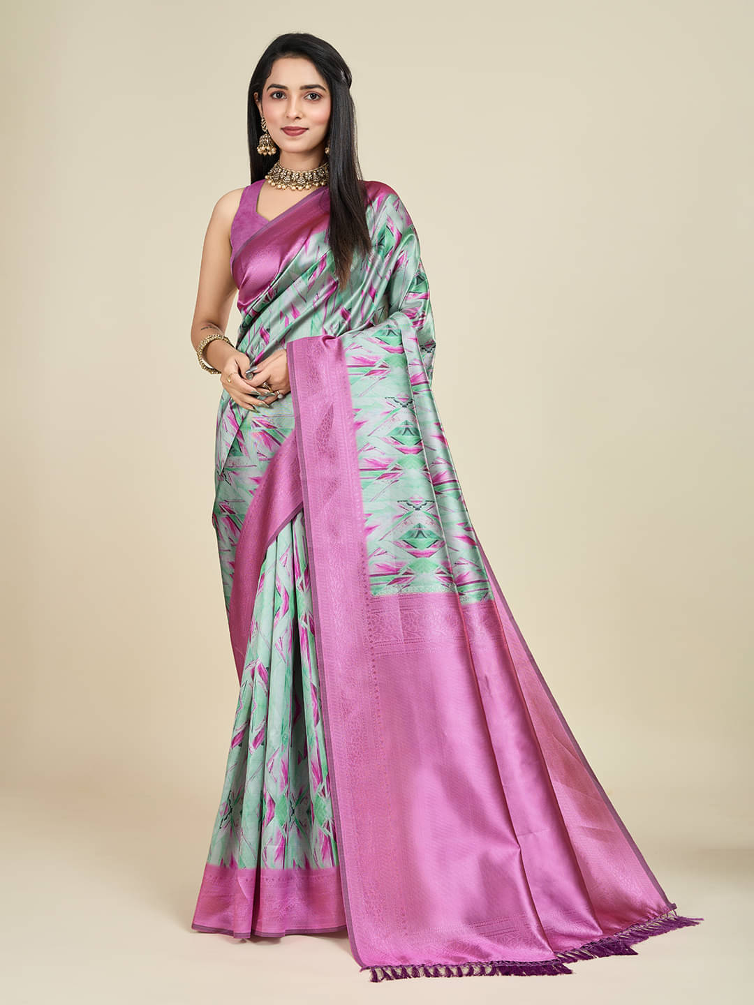 SHANVIKA Polyester Printed Saree With Unstitched Blouse Piece ( Multicolor ) SHANVIKA Polyester Printed Saree With Unstitched Blouse Piece ( Multicolor )