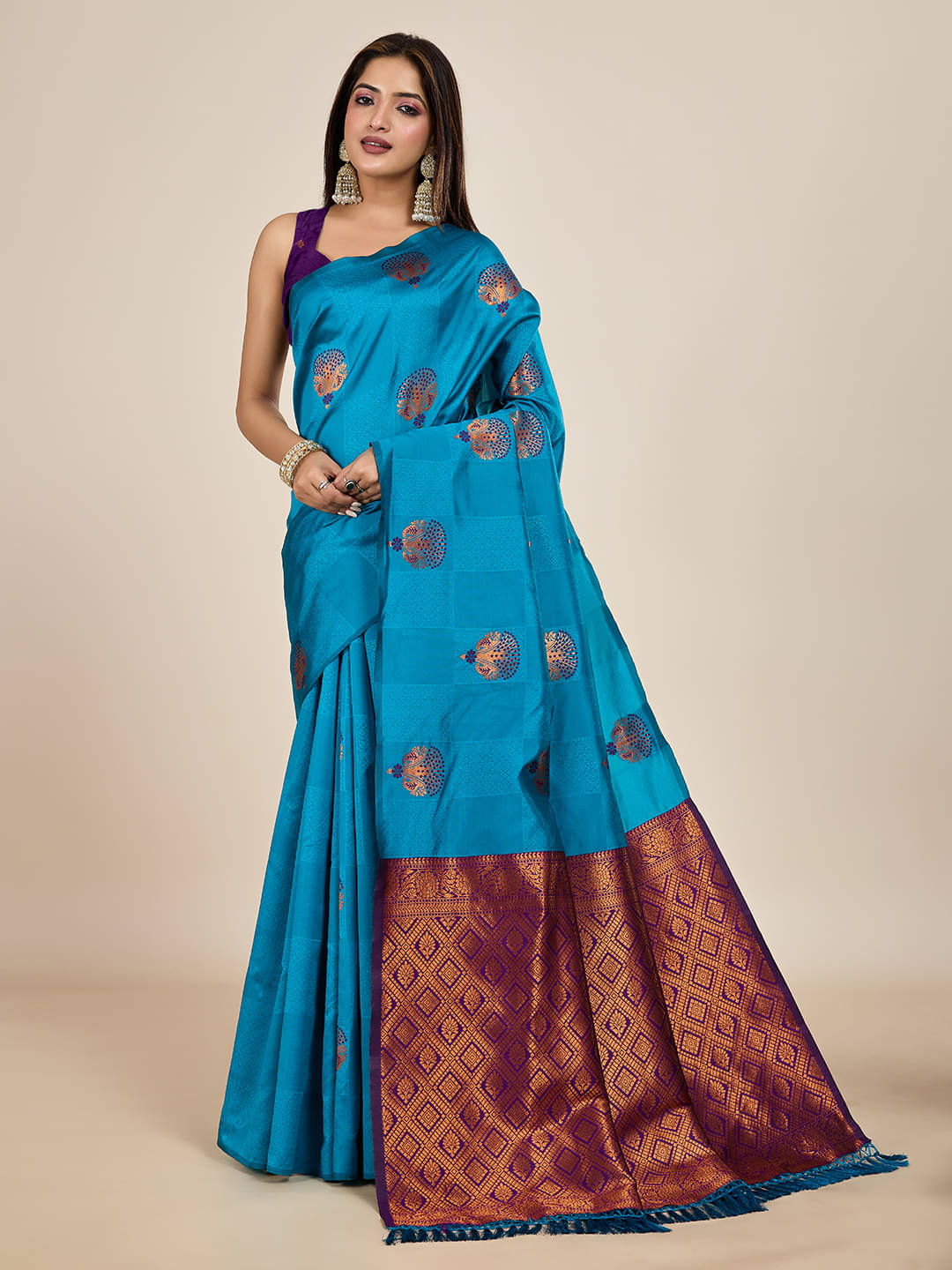 SHANVIKA Silk Blend Printed Saree With Unstitched Blouse Piece ( Blue ) SHANVIKA Silk Blend Printed Saree With Unstitched Blouse Piece ( Blue )