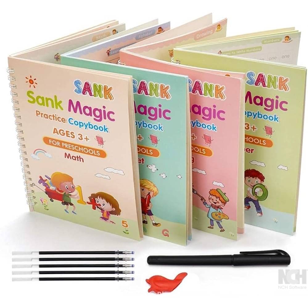 Sank Magic Practice Copybook (4 Books +10 Refills + 1Grip +1 Pen) - magic book, magic practice book, sank magic practice book, magic practice copybook, sank magic practice copybook, magic book for kids Sank Magic Practice Copybook (4 Books +10 Refills + 1Grip +1 Pen) - magic book, magic practice book, sank magic practice book, magic practice copybook, sank magic practice copybook, magic book for kids