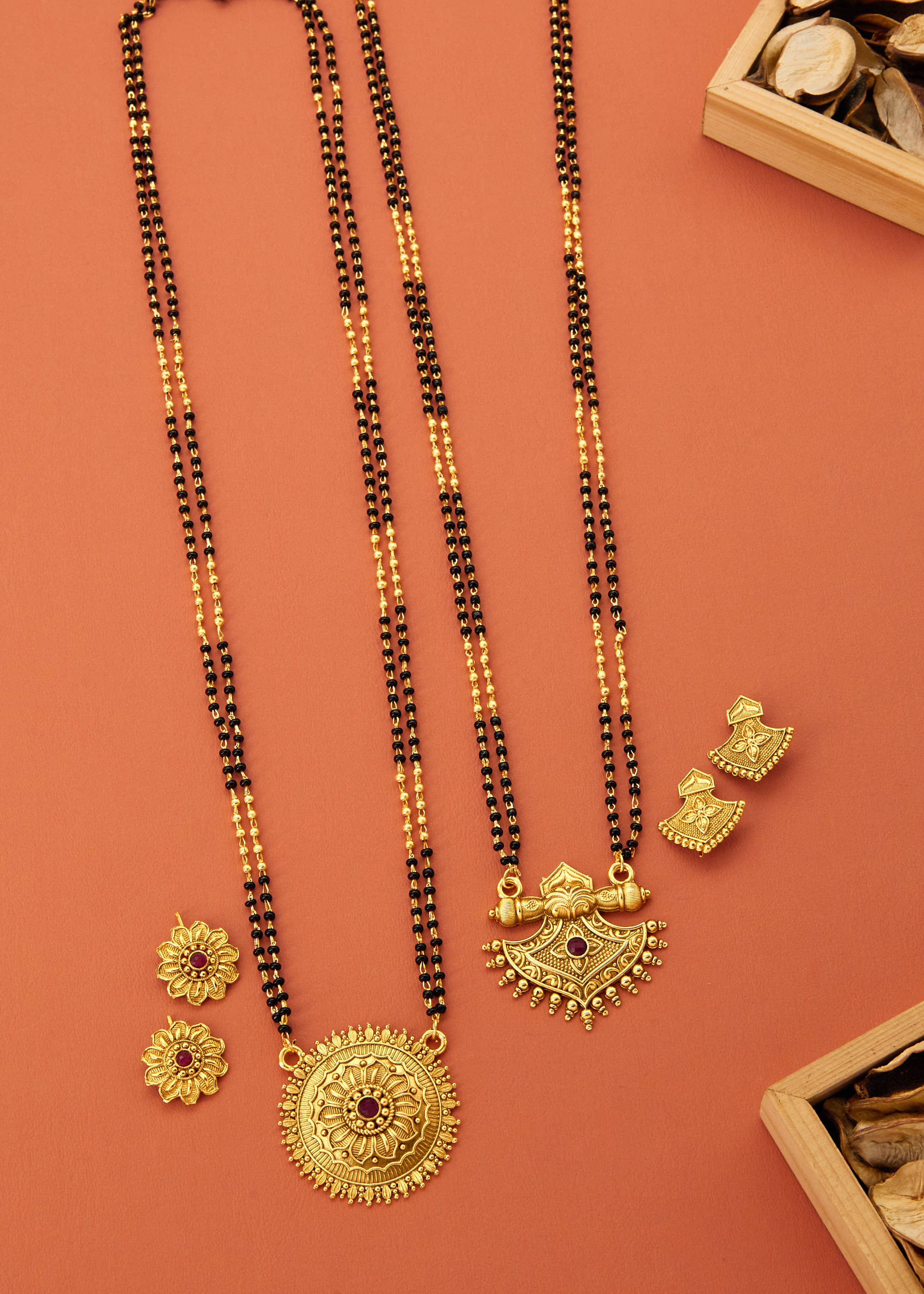 Seora Golden Mangalsutra Set ( Pack of 2 ) Seora Golden Mangalsutra Set ( Pack of 2 )