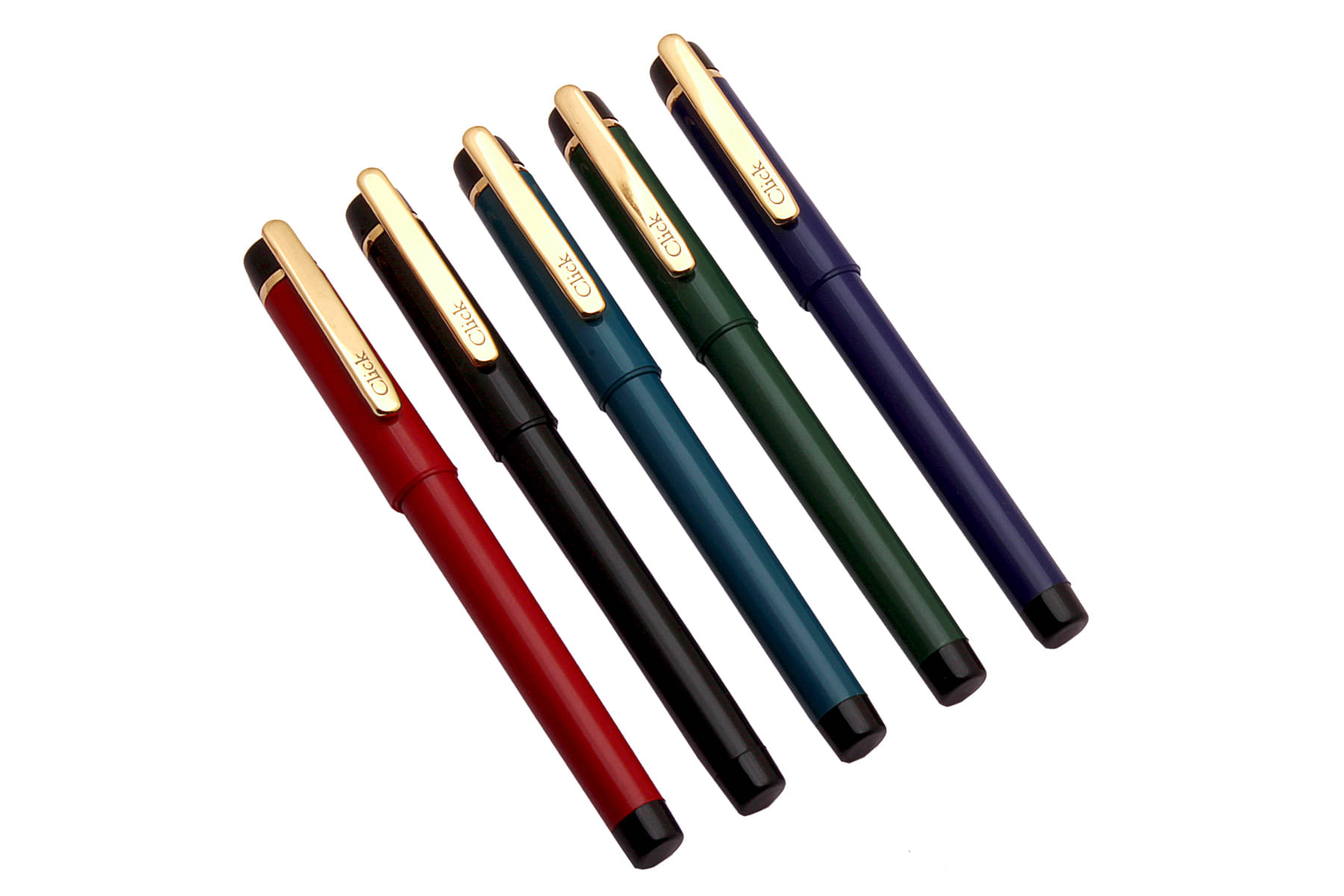     			Set Of 5 Click Eyedropper Fountain Pens With Medium Nib & Golden Trims
