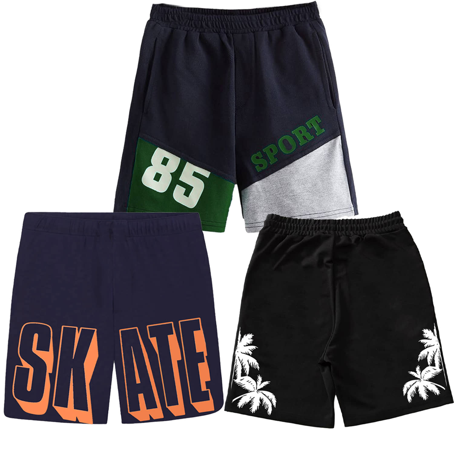 TitTom Pack of 3 Cotton Shorts For Boys ( Multicolor 3 ) - Shorts | Buy online on ZillyBuy