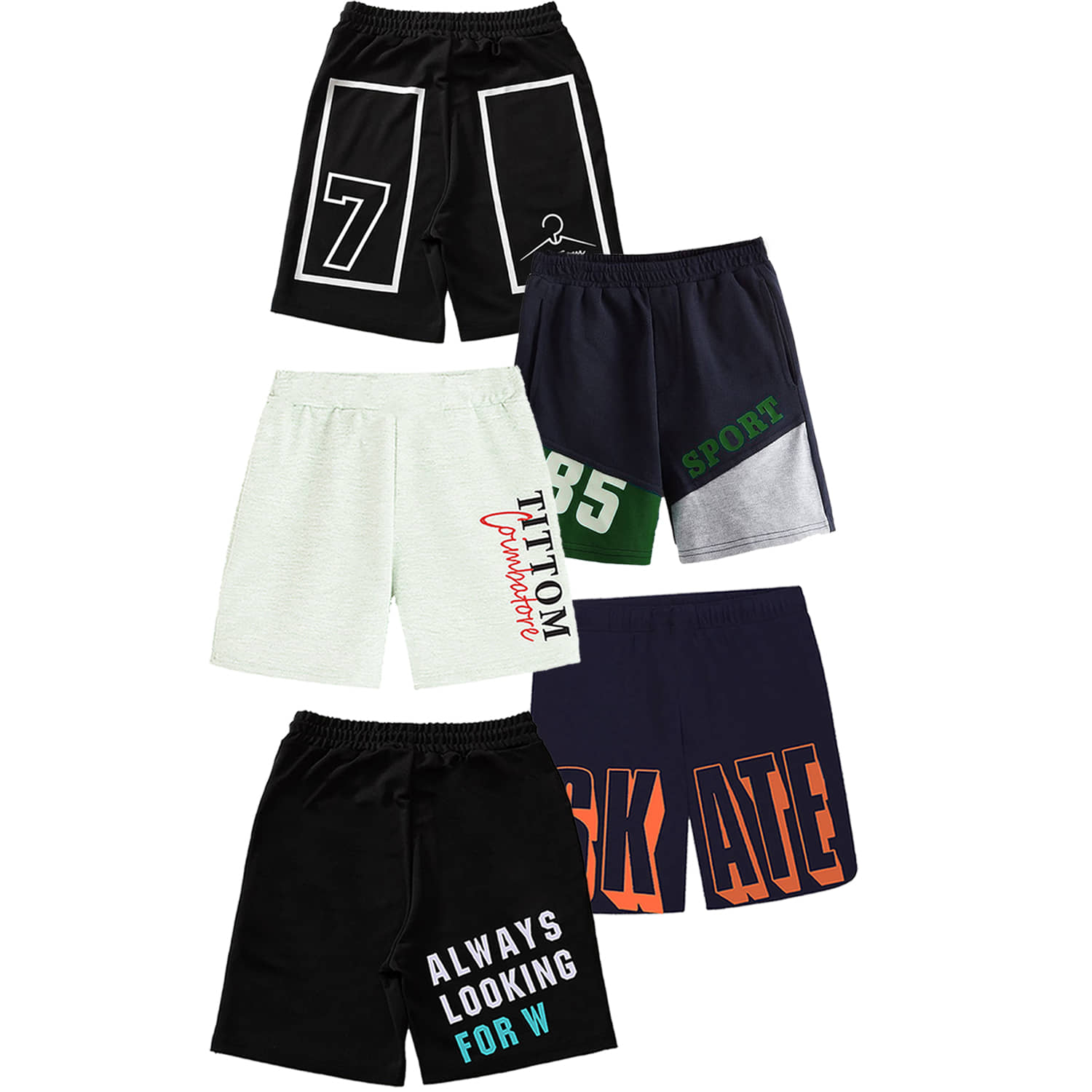TitTom Pack of 5 Cotton Shorts For Boys ( Multicolor 1 ) - Shorts | Buy online on ZillyBuy