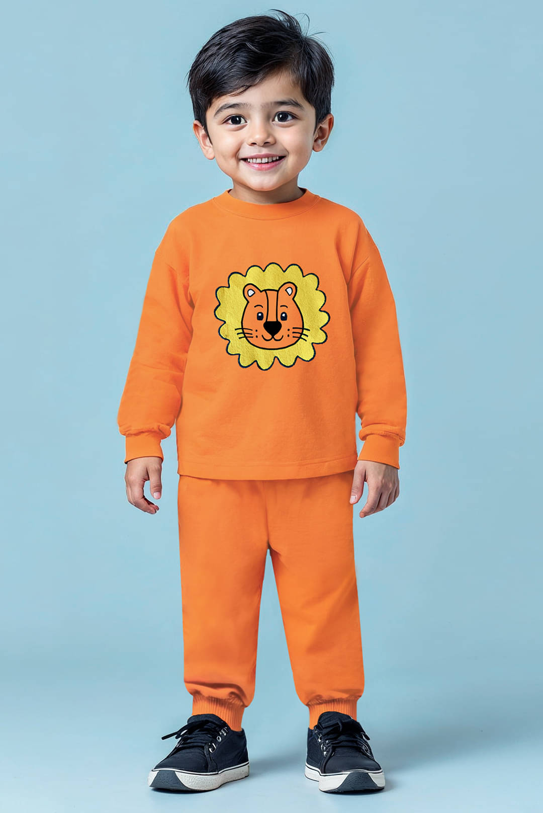     			Trampoline Pack of 1 Boys Cotton T-Shirt & Pants Set ( Orange )