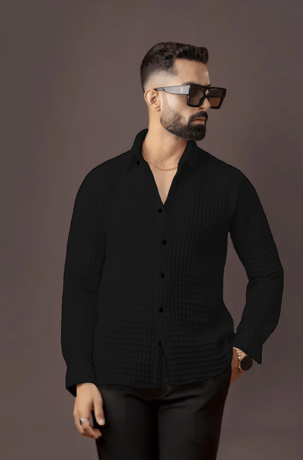 Try This Cotton Blend Regular Fit Self Design Full Sleeves Men's Casual Shirt - Black ( Pack of 1 ) Try This Cotton Blend Regular Fit Self Design Full Sleeves Men's Casual Shirt - Black ( Pack of 1 )