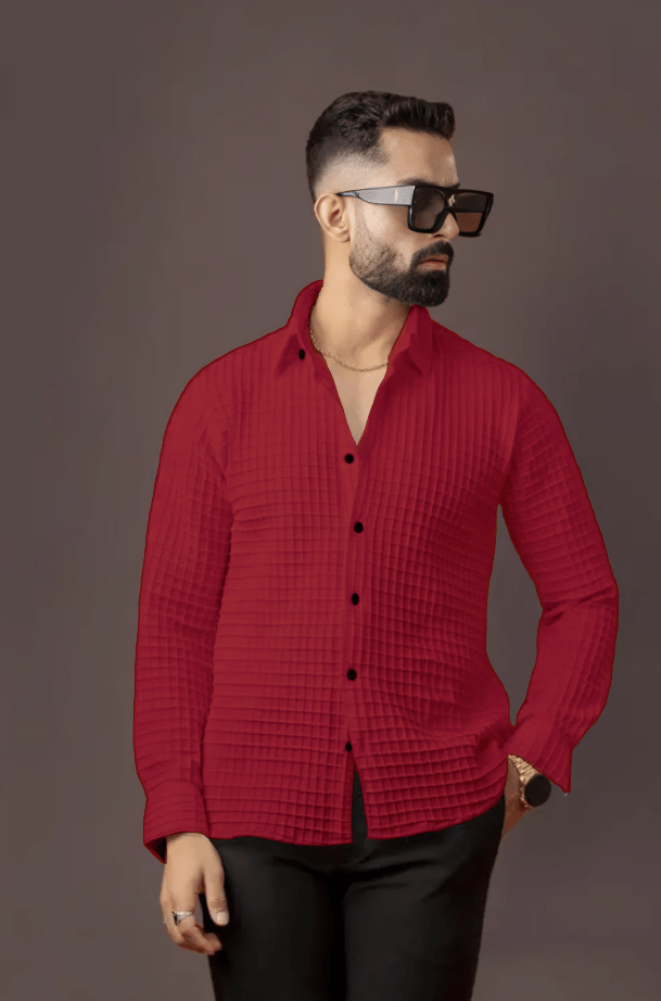     			Try This Cotton Blend Regular Fit Self Design Full Sleeves Men's Casual Shirt - Maroon ( Pack of 1 )