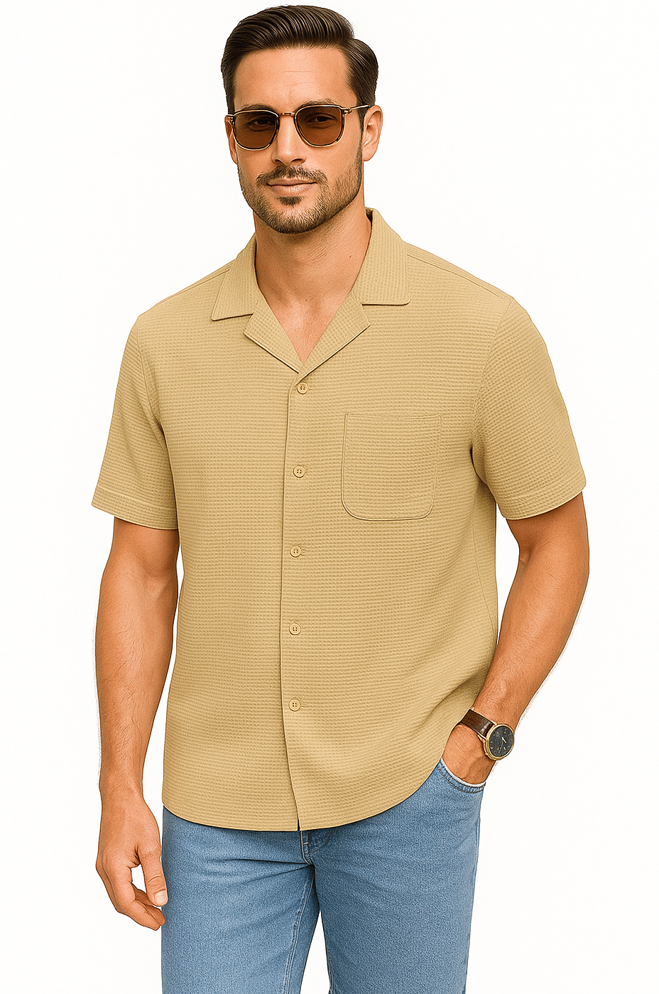 Try This Cotton Blend Regular Fit Self Design Half Sleeves Men's Casual Shirt - Brown ( Pack of 1 )     			Try This Cotton Blend Regular Fit Self Design Half Sleeves Men's Casual Shirt - Brown ( Pack of 1 )