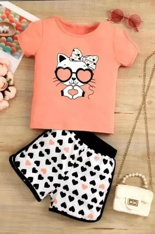     			VELION Pack of 1 Baby Girls 100% Cotton T-shirt & Shorts ( PeachPuff )