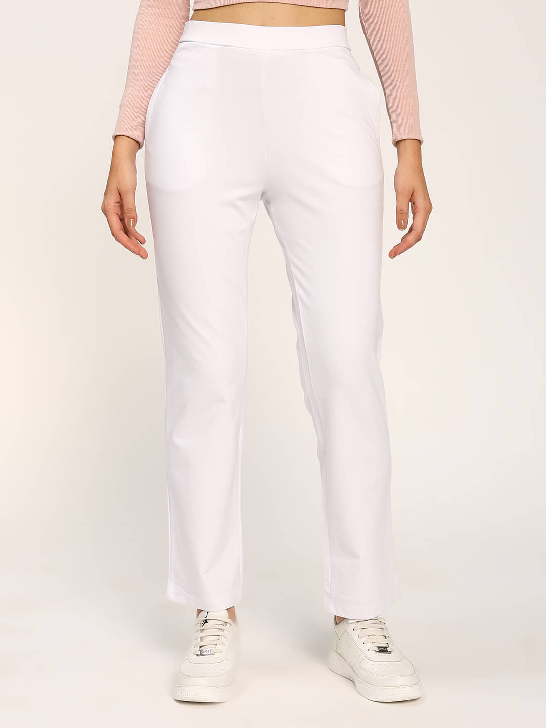     			aumbe Pack of 1 Nylon Straight Women's Formal Pants ( White )