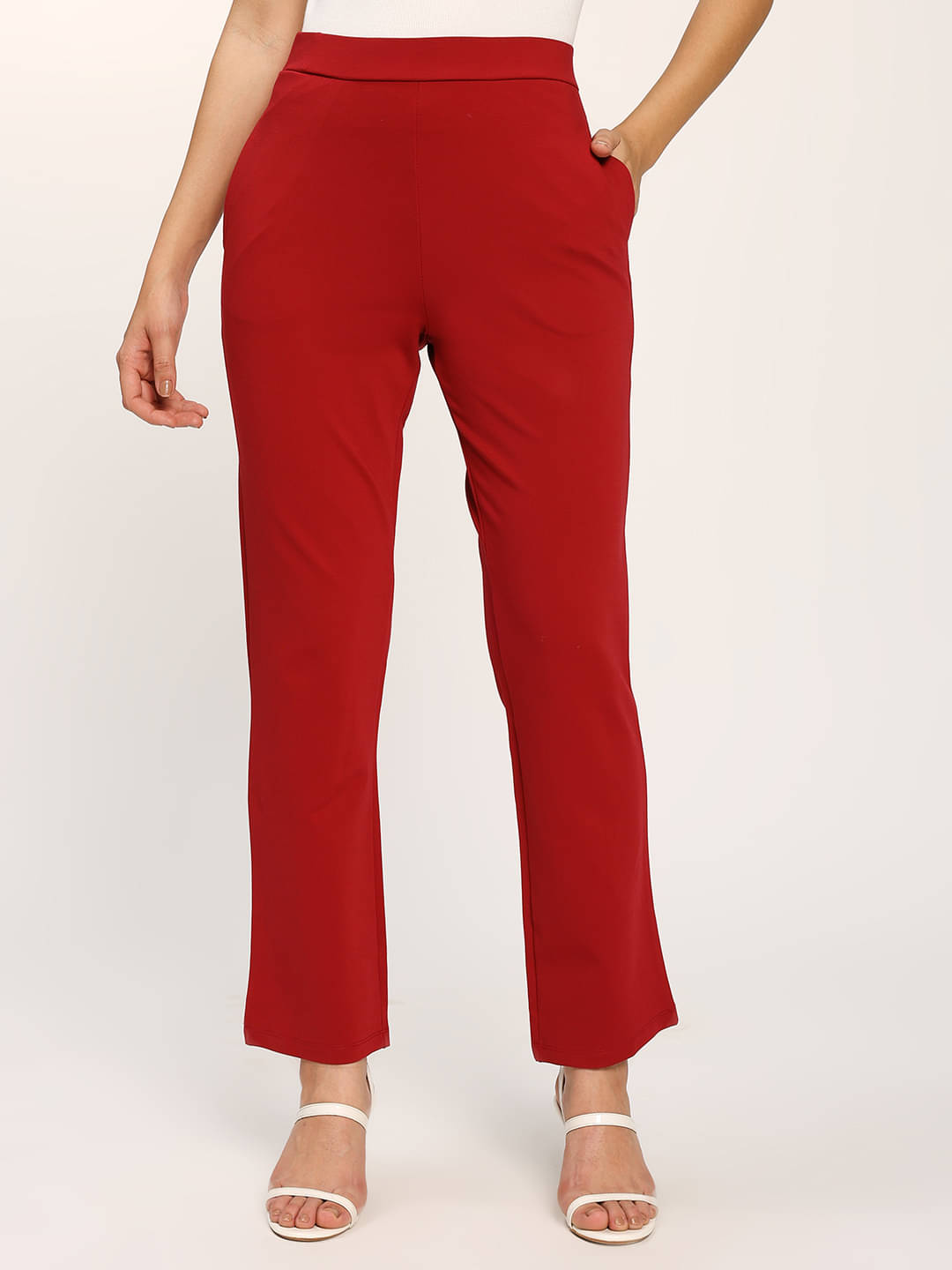     			aumbe Pack of 1 Nylon Straight Women's Formal Pants ( Maroon )