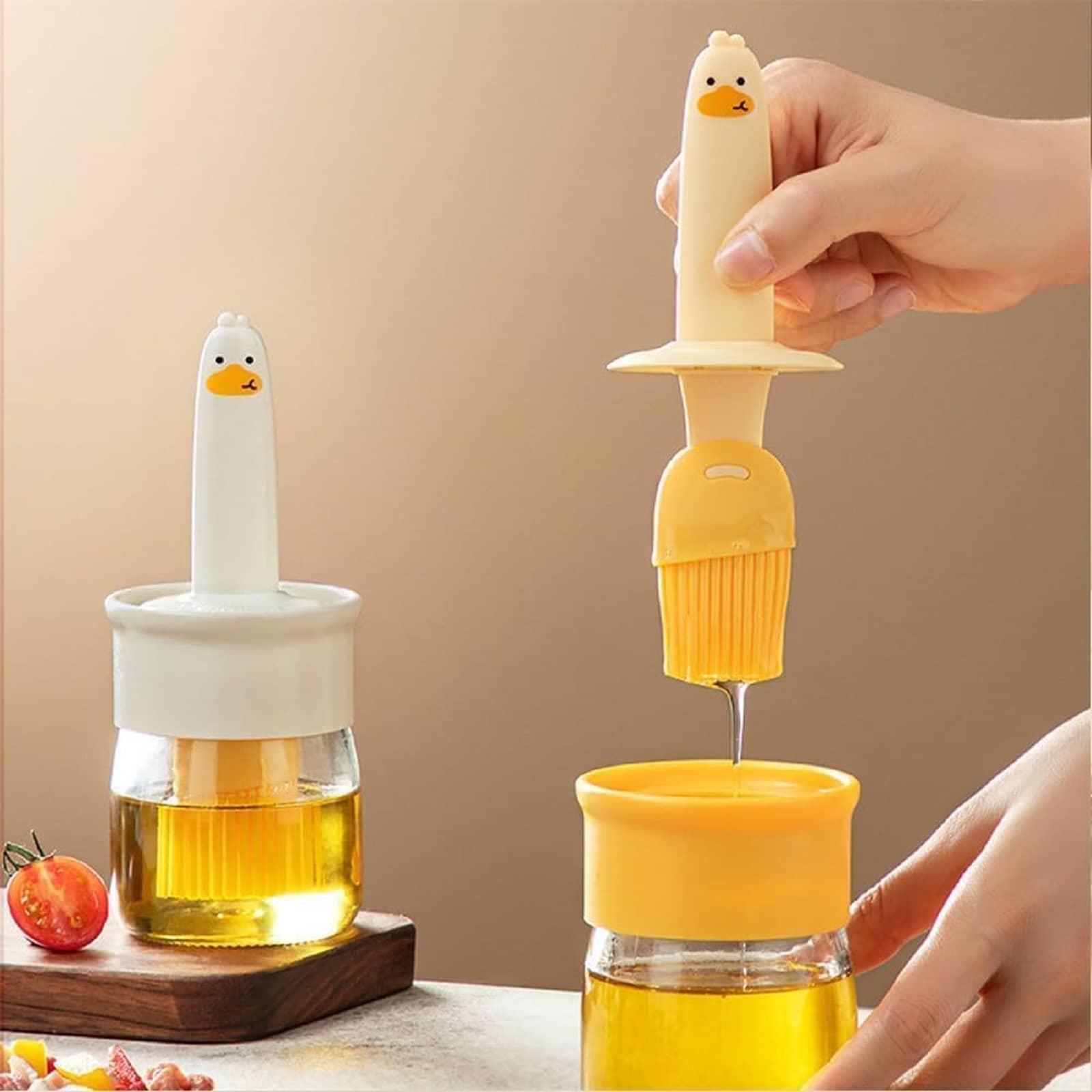 forral Yellow Plastic Oil Dispenser Bottle with Brush for Cooking ( Set of 1 )