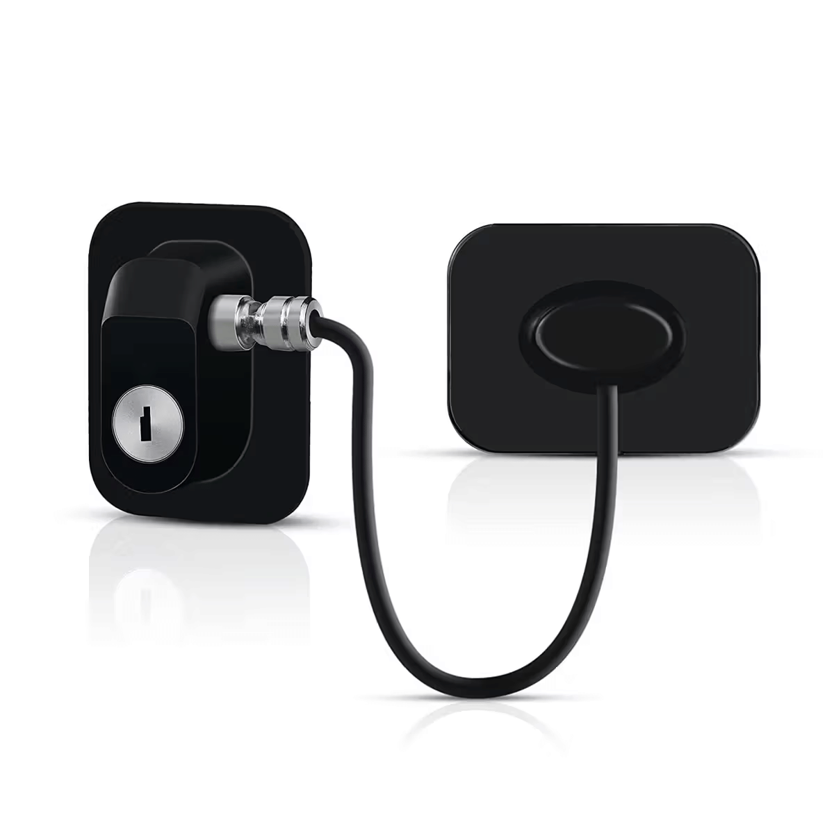     			sakimo Child Safety Device Refrigerator Door Lock with Key and Adhesives, Cabinet Restrictor Cable for Baby and Toddler, Lock for Cupboards, Drawers, Fridge, Wardrobe, Black, Pack of 1