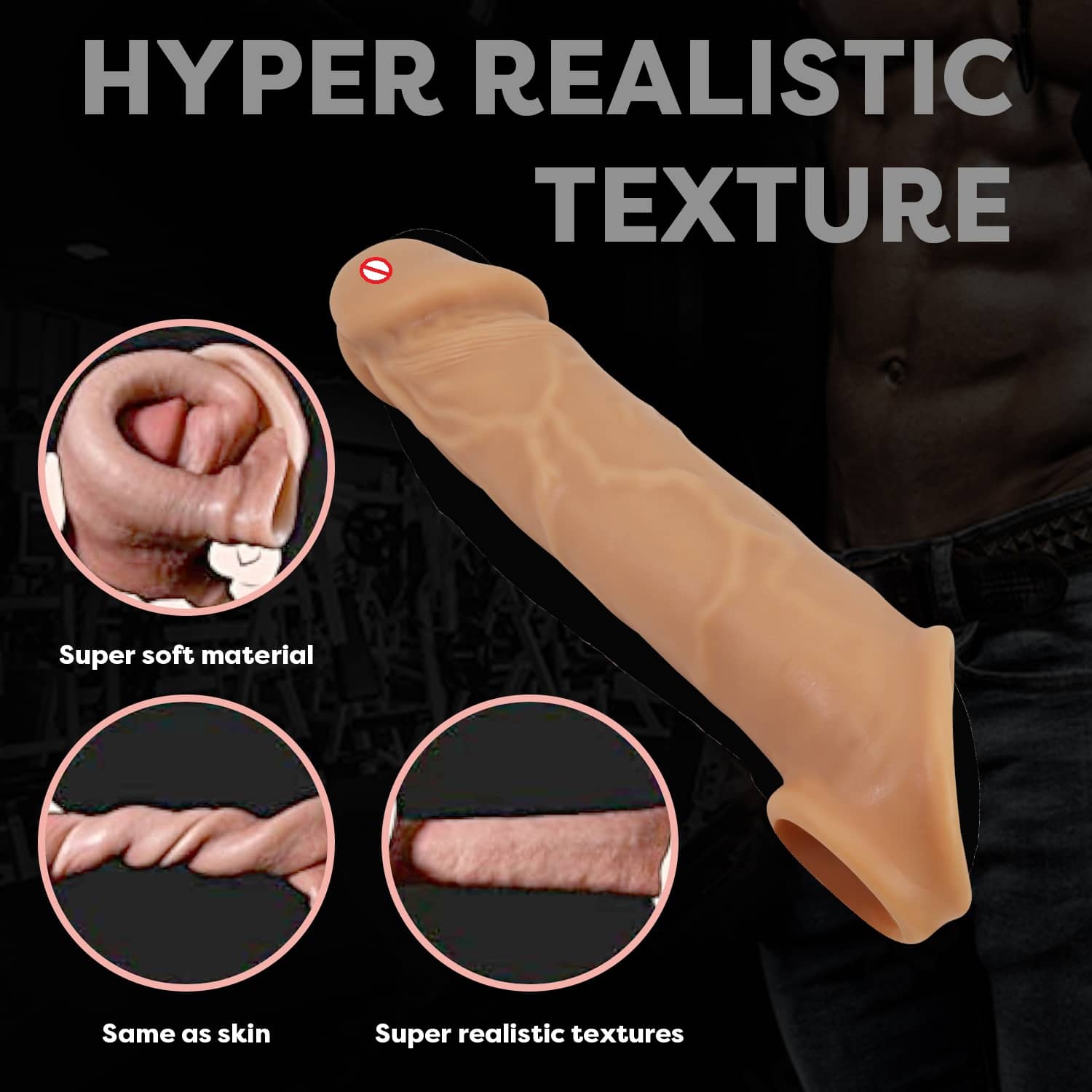 8 inch Double Hole Jumbo Penis Sleeve With 2 Inch Length Extansion And 1cm Girth Increase By Kamahouse