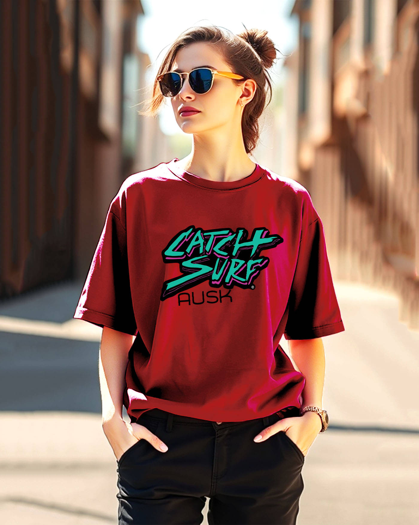 AOOSH Women Cotton Blend Printed Oversized Round Neck T-Shirt ( Maroon ) AOOSH Women Cotton Blend Printed Oversized Round Neck T-Shirt ( Maroon )