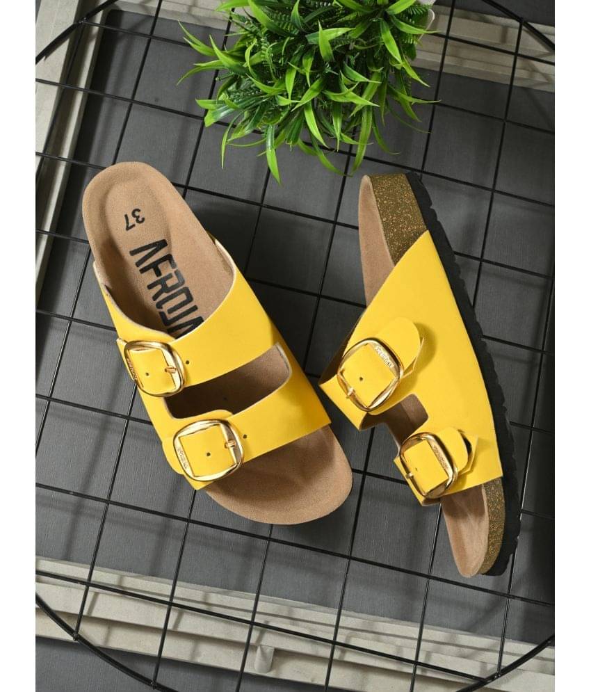     			Afrojack Yellow Women's Slide Flip Flop