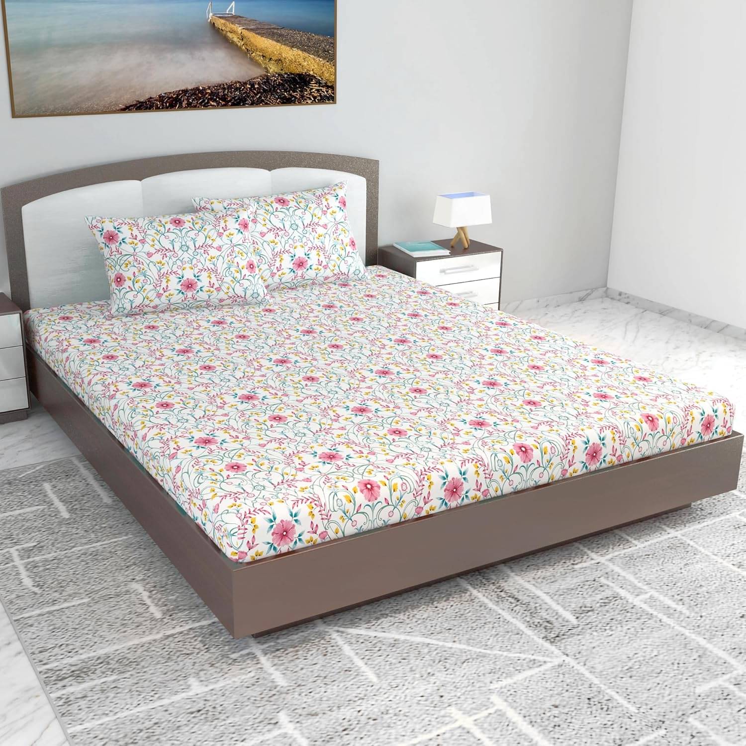     			DIVINE CASA Cotton 1 Double King Bedsheet with 2 Pillow Covers ( Baby Pink )
