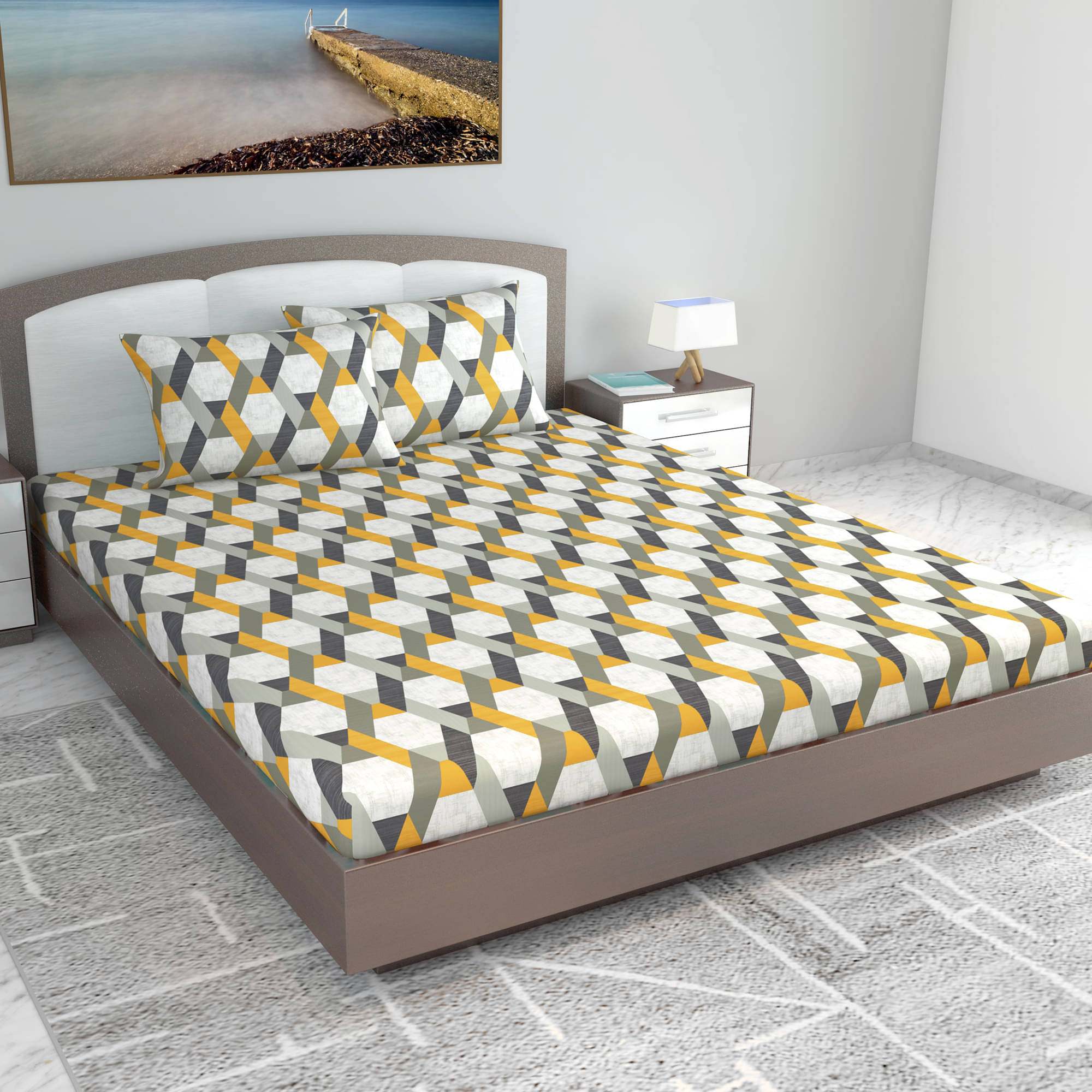 DIVINE CASA Cotton 1 Double King Bedsheet with 2 Pillow Covers ( Grey ) DIVINE CASA Cotton 1 Double King Bedsheet with 2 Pillow Covers ( Grey )