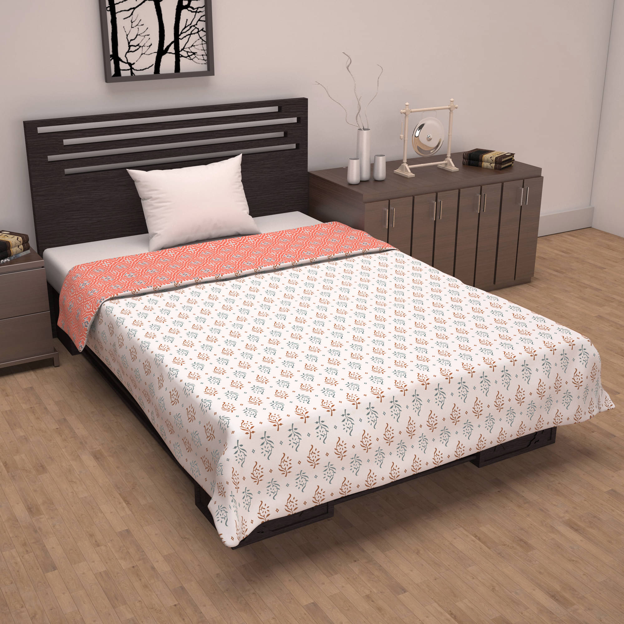 DIVINE CASA Cotton Ethnic Single Bed Blanket ( 210 cm x 140 cm ) - Peach ( Pack of 1 ) DIVINE CASA Cotton Ethnic Single Bed Blanket ( 210 cm x 140 cm ) - Peach ( Pack of 1 )