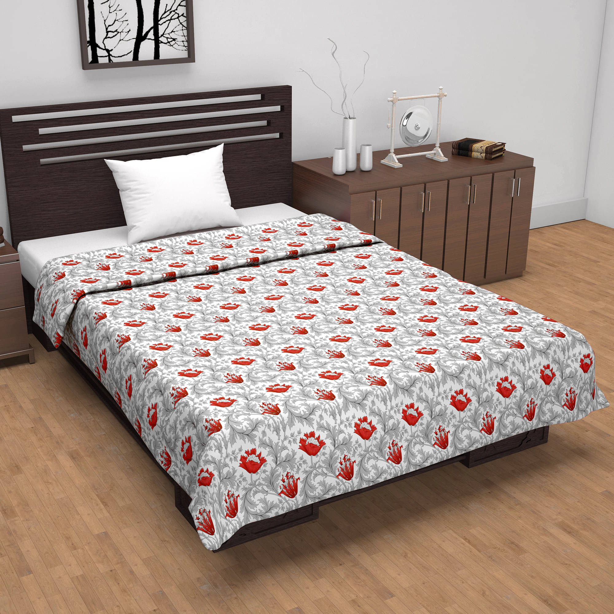 DIVINE CASA Cotton Floral Single Bed Blanket ( 210 cm x 140 cm ) - Red ( Pack of 1 )     			DIVINE CASA Cotton Floral Single Bed Blanket ( 210 cm x 140 cm ) - Red ( Pack of 1 )