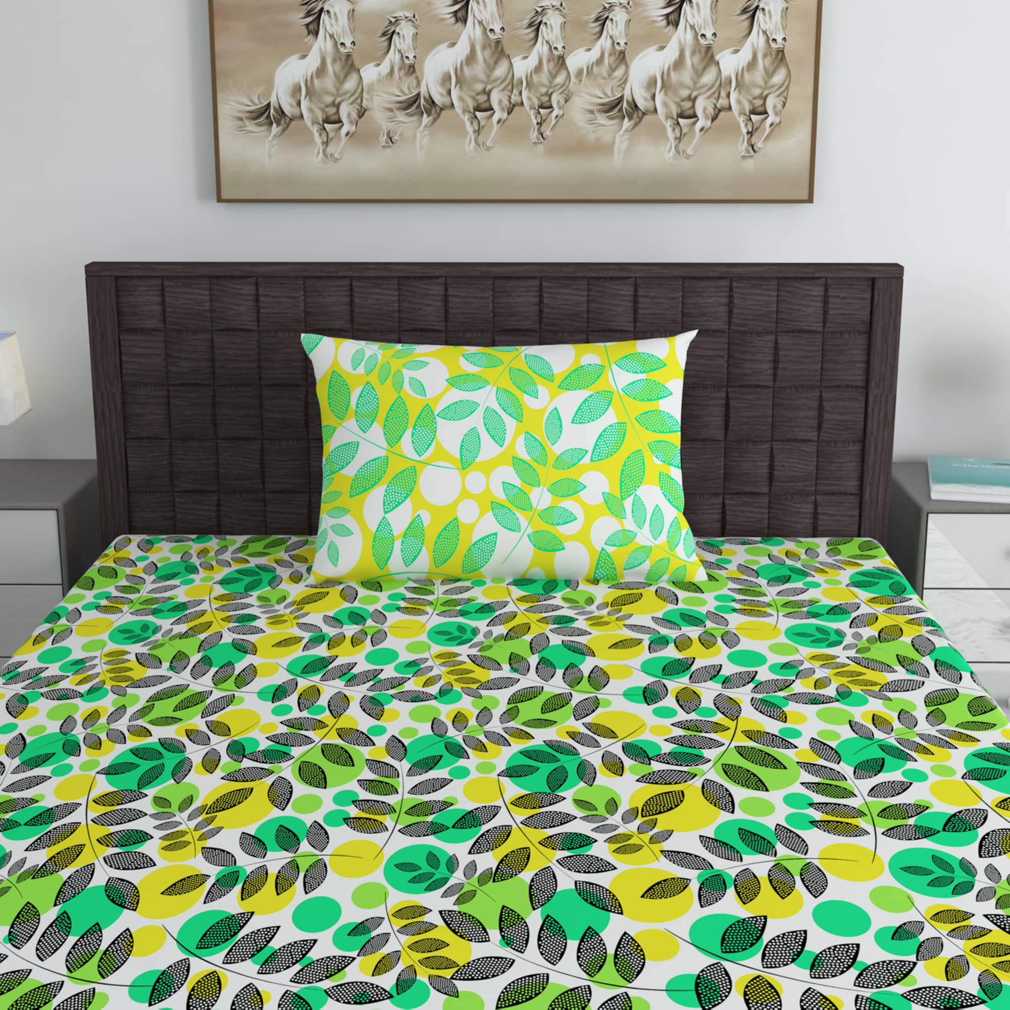 DIVINE CASA Poly Cotton 1 Single Bedsheet with 1 Pillow Cover ( Light Green )     			DIVINE CASA Poly Cotton 1 Single Bedsheet with 1 Pillow Cover ( Light Green )