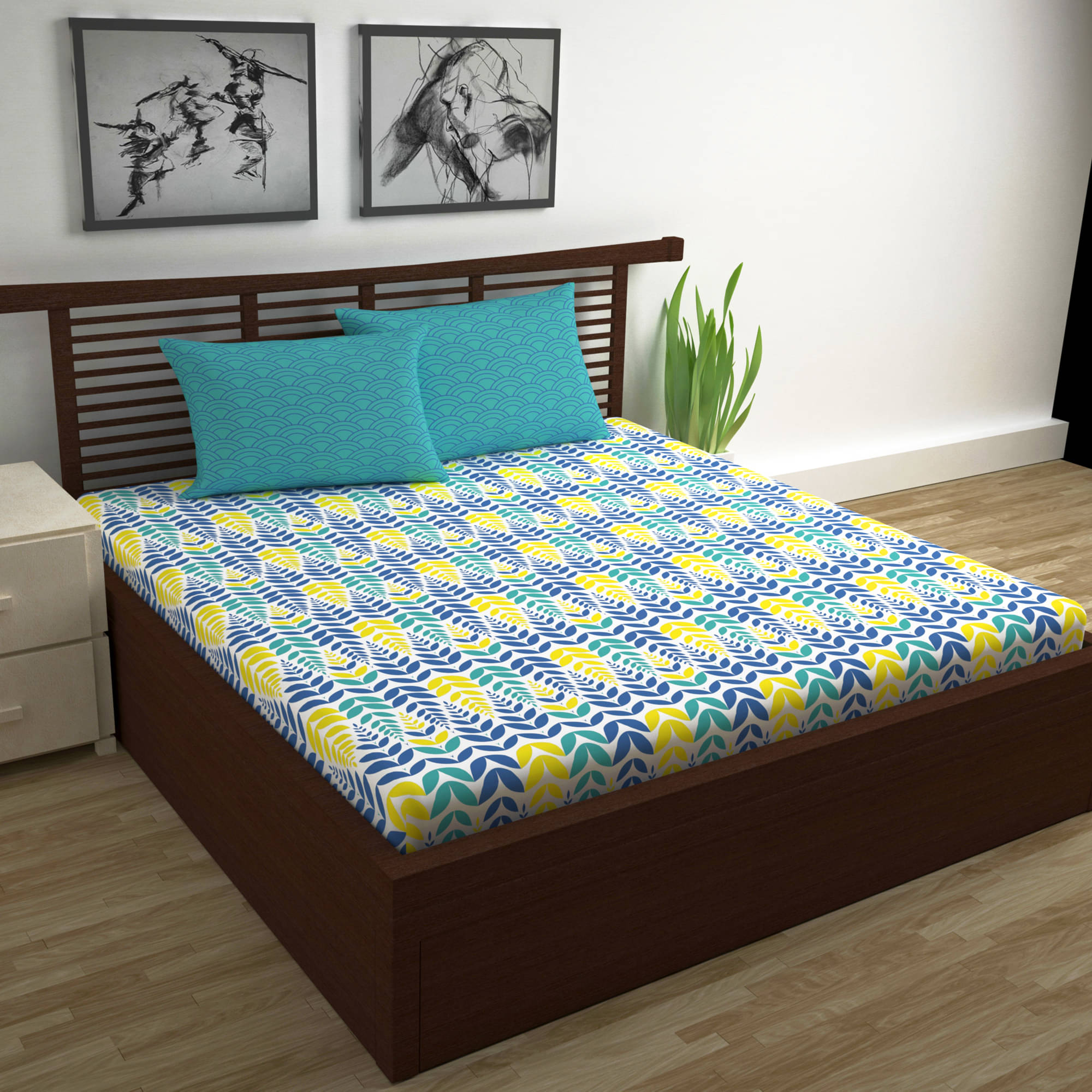 DIVINE CASA Poly Cotton 1 Double Bedsheet with 2 Pillow Covers ( Navy Blue ) DIVINE CASA Poly Cotton 1 Double Bedsheet with 2 Pillow Covers ( Navy Blue )