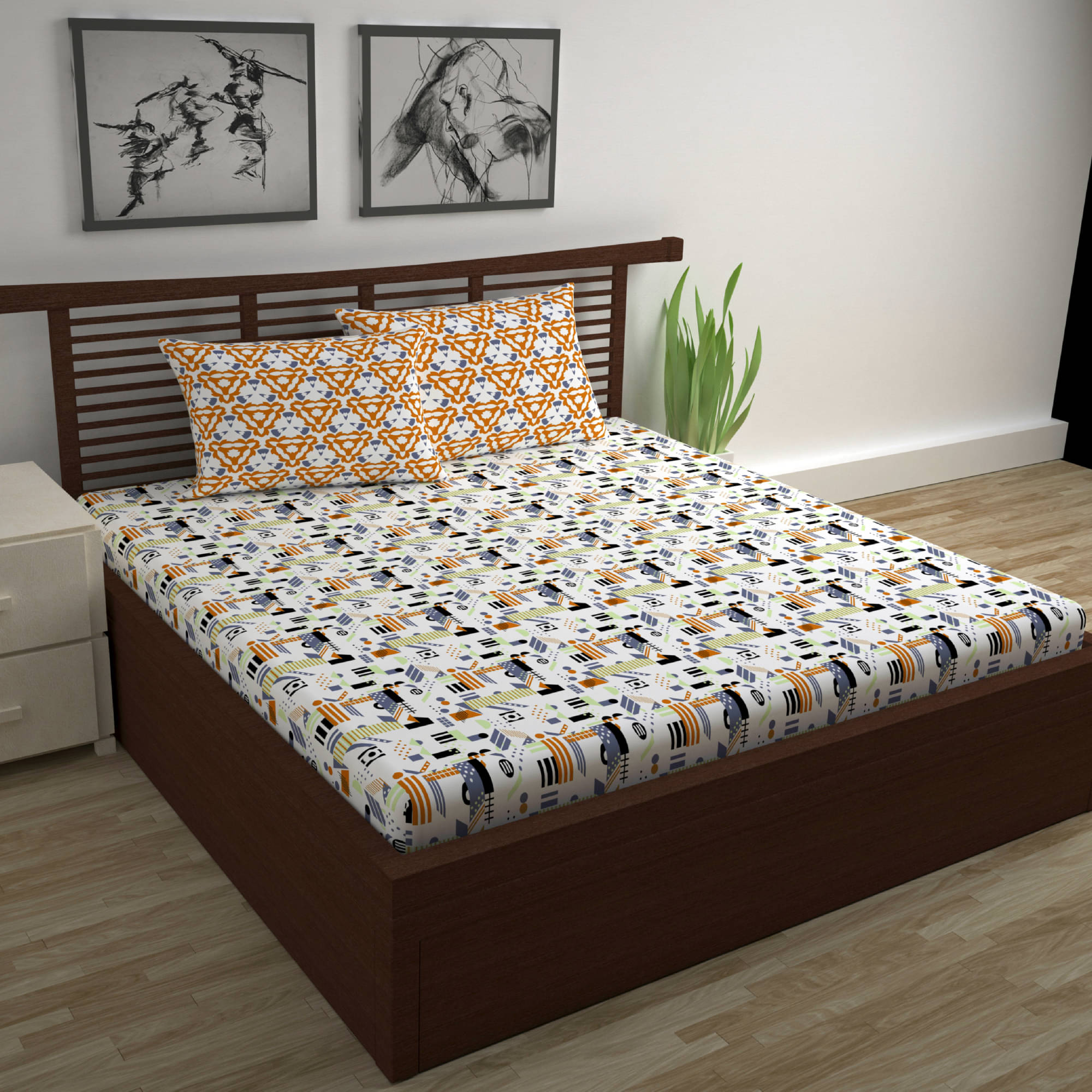 DIVINE CASA Poly Cotton 1 Double Bedsheet with 2 Pillow Covers ( Beige ) DIVINE CASA Poly Cotton 1 Double Bedsheet with 2 Pillow Covers ( Beige )