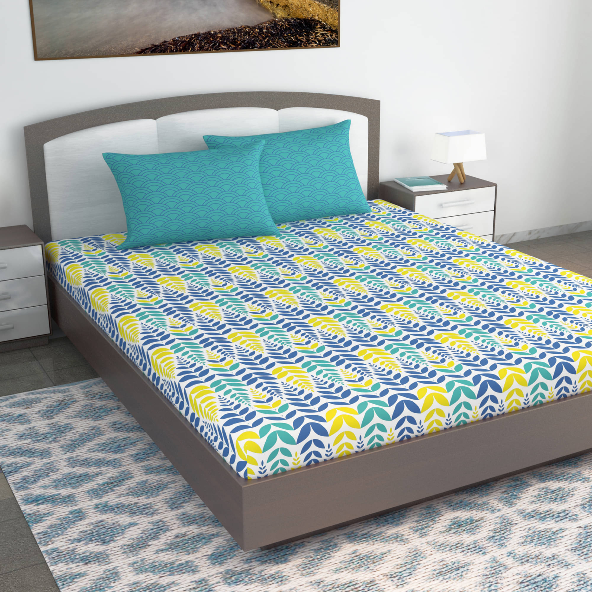 DIVINE CASA Poly Cotton 1 Double King Bedsheet with 2 Pillow Covers ( Navy Blue )     			DIVINE CASA Poly Cotton 1 Double King Bedsheet with 2 Pillow Covers ( Navy Blue )